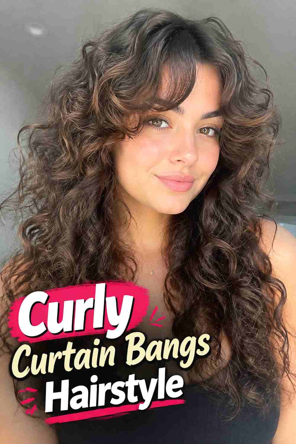 7. Curly Curtain Bangs Hairstyle