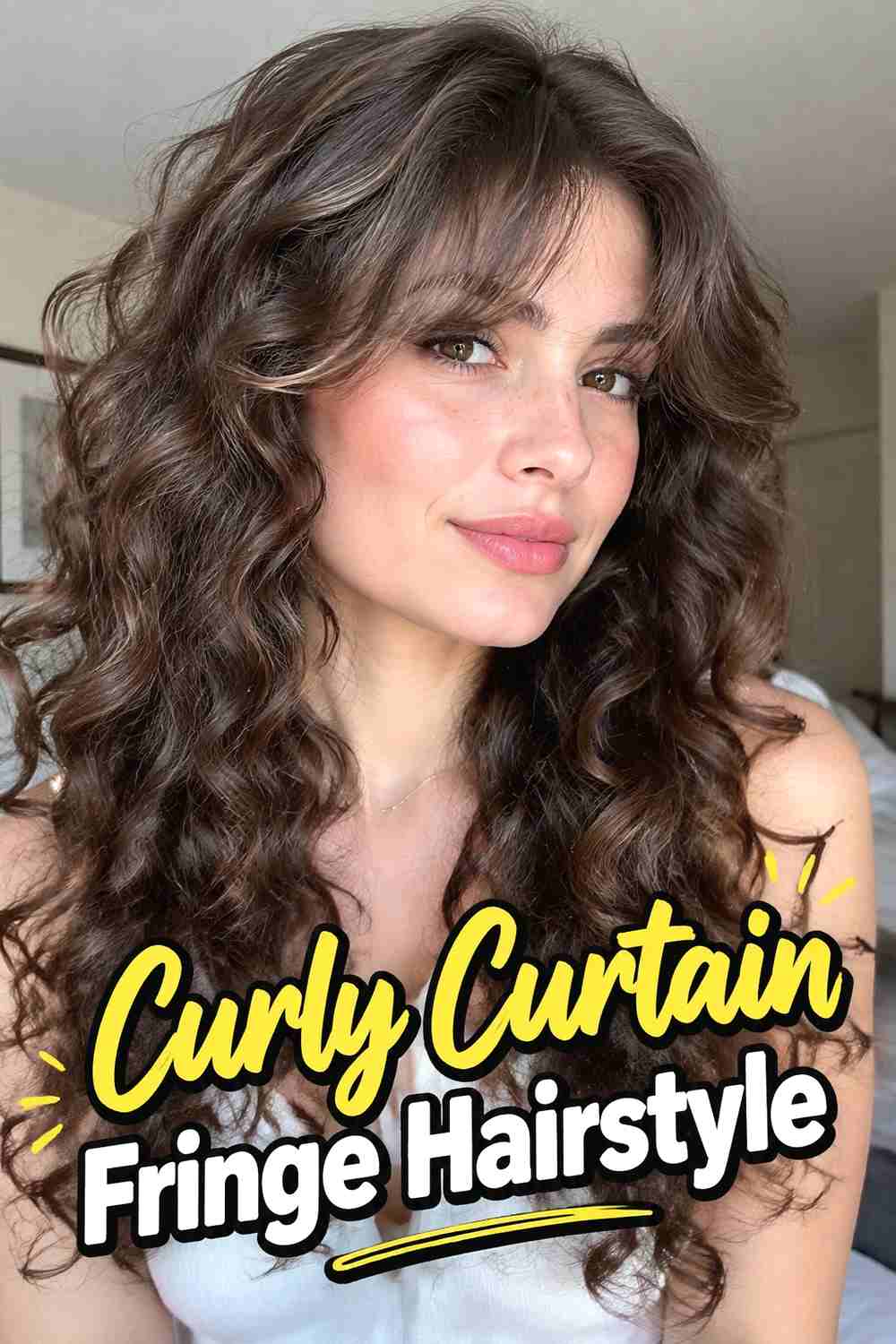 13. Curly Curtain Fringe Hairstyle