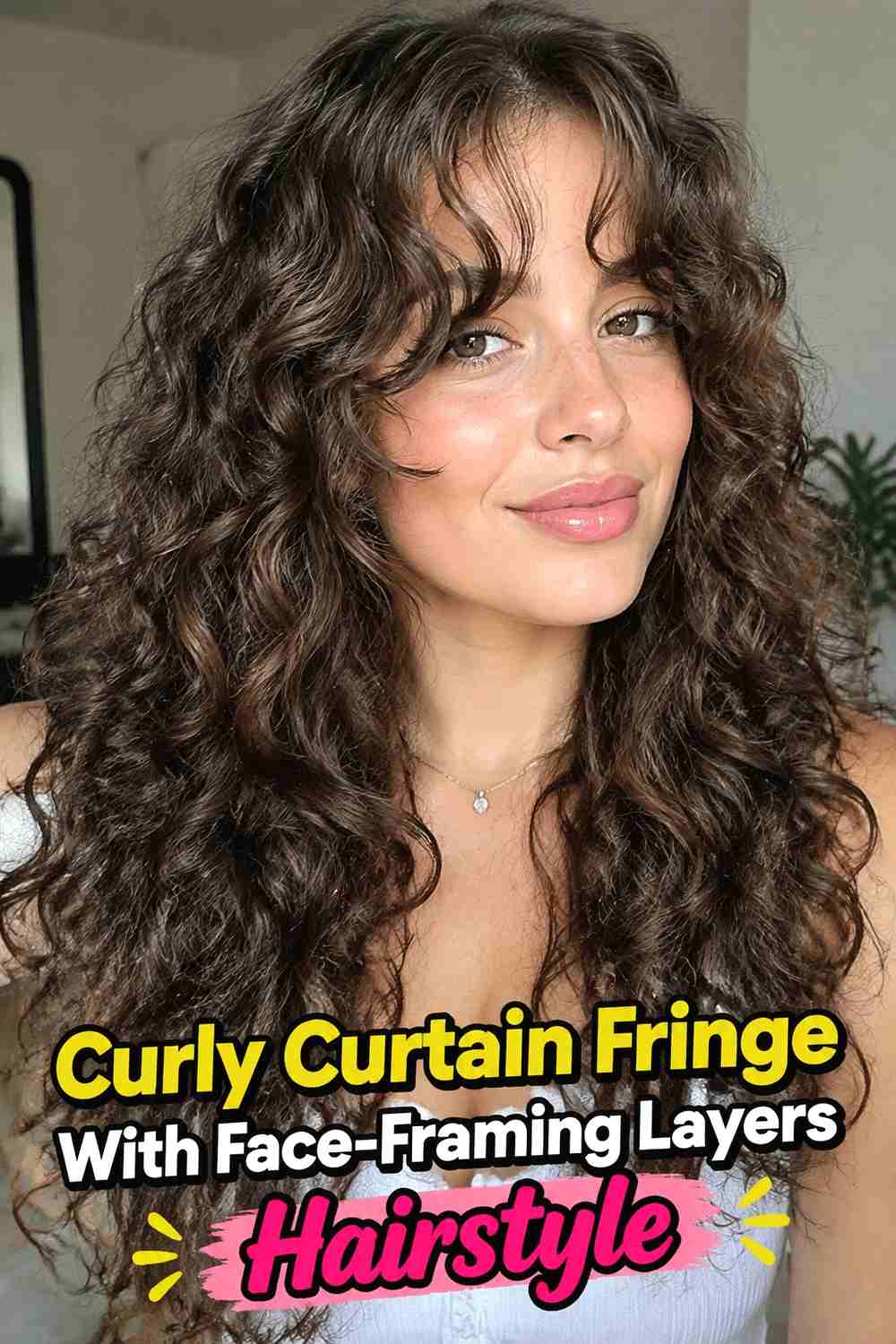 17. Curly Curtain Fringe With Face Framing Layers Hairstyle