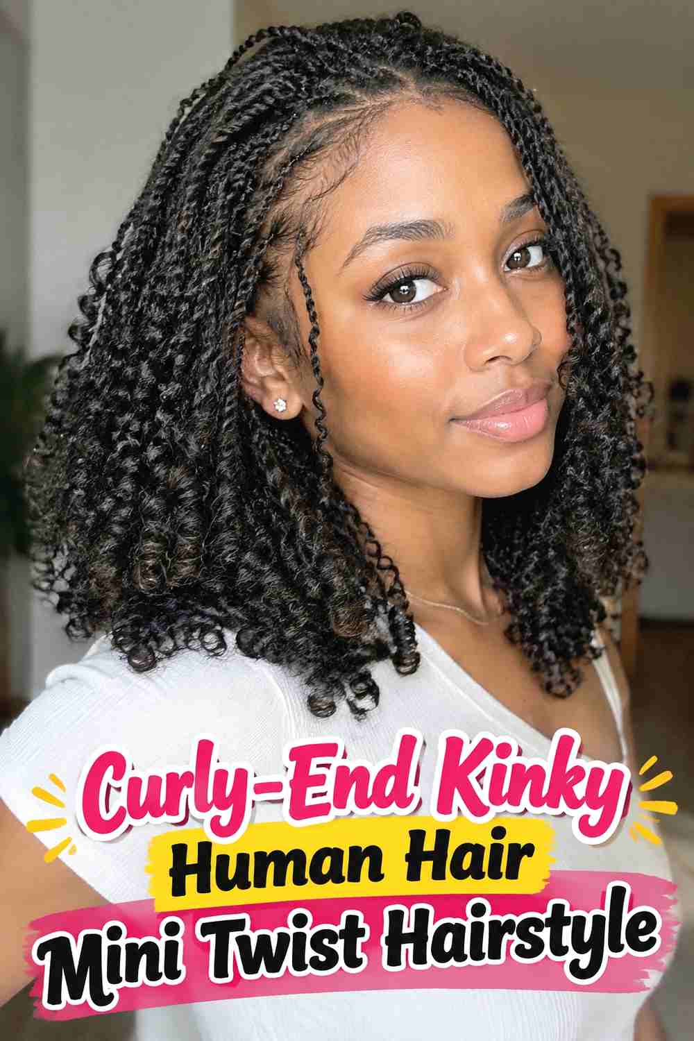 12. Curly End Kinky Human Hair Mini Twist Hairstyle