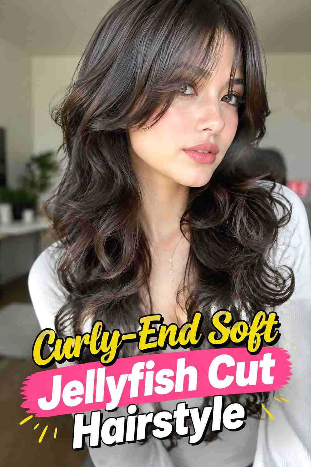 14. Curly End Soft Jellyfish Cut Hairstyle