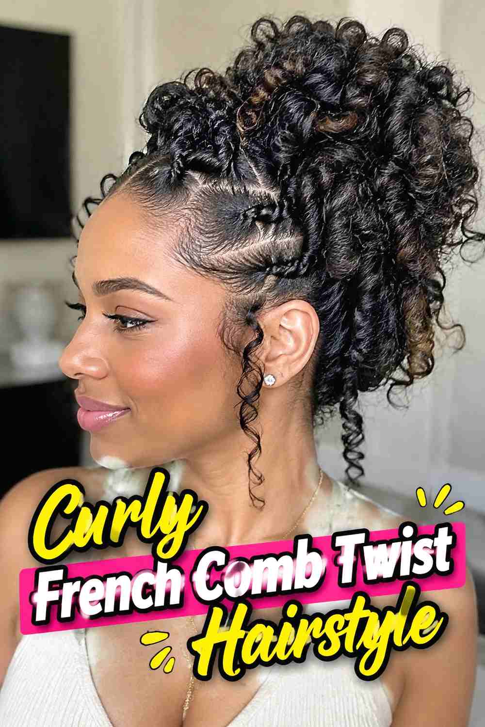 6. Curly French Comb Twist Hairstyle