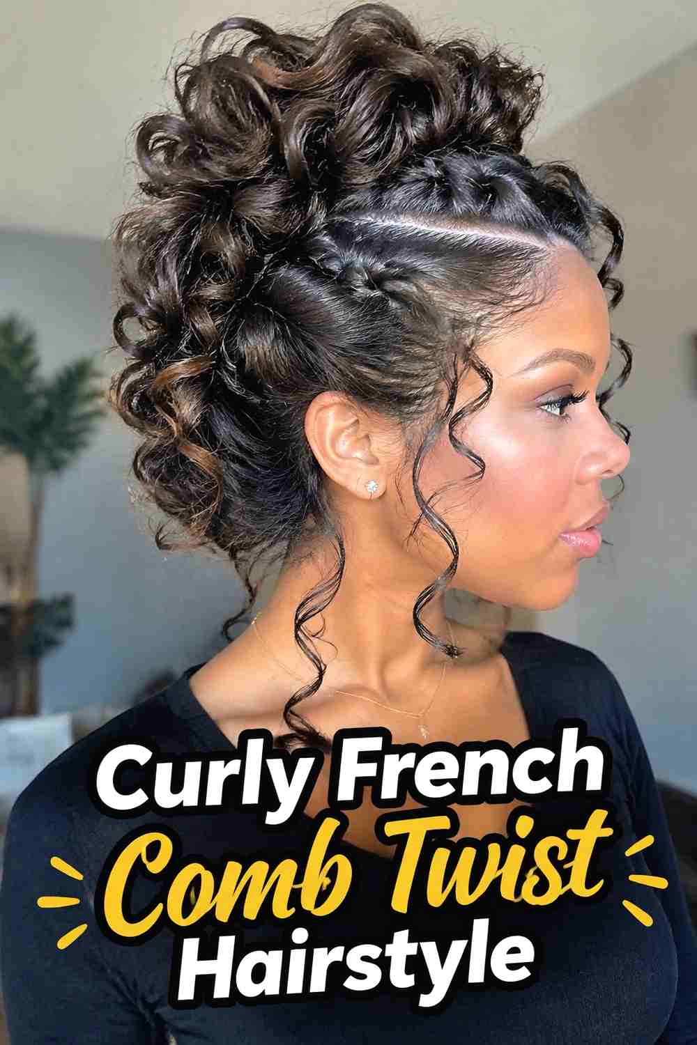 10. Curly French Comb Twist Hairstyle