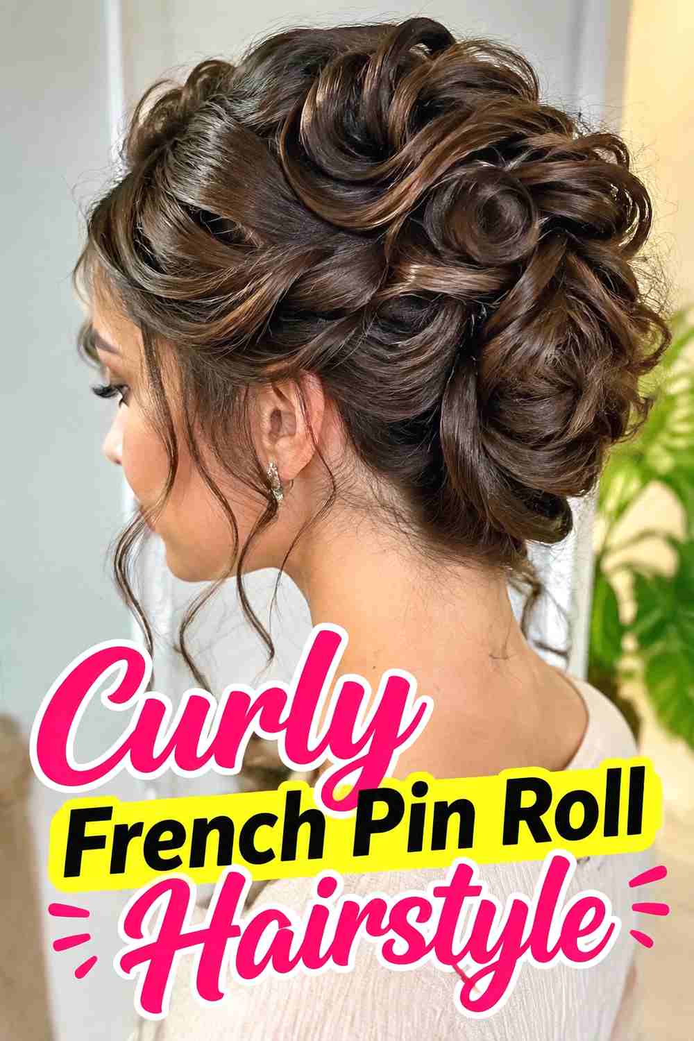 12. Curly French Pin Roll Hairstyle