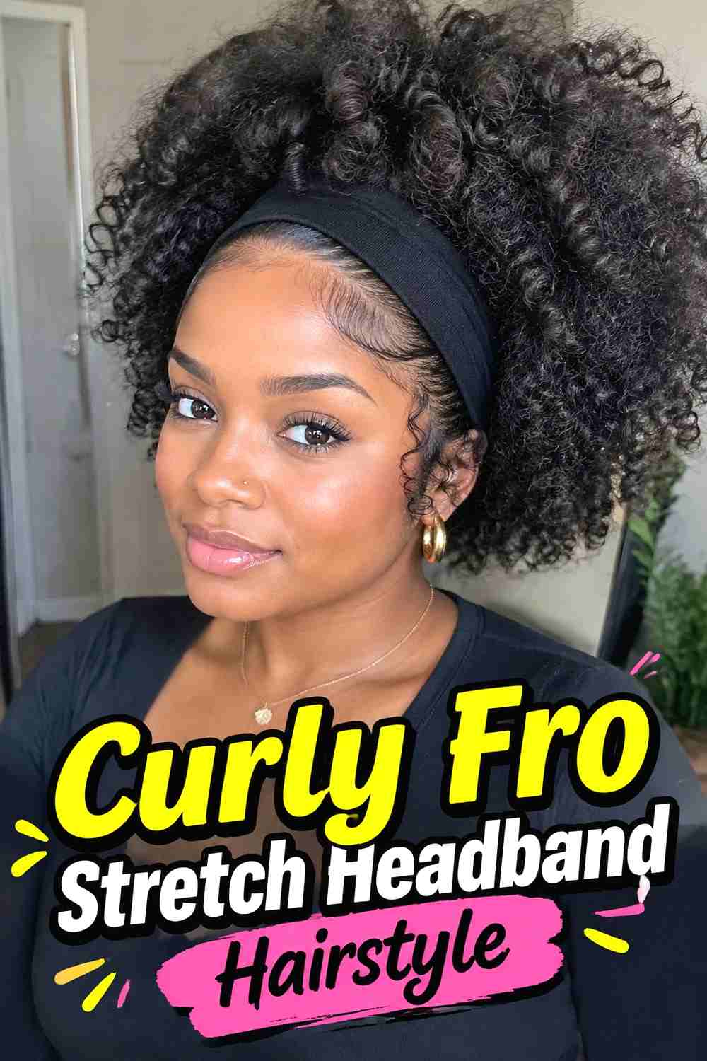 4. Curly Fro Stretch Headband Hairstyle