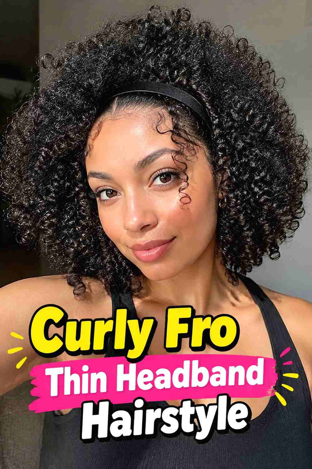 13. Curly Fro Thin Headband Hairstyle