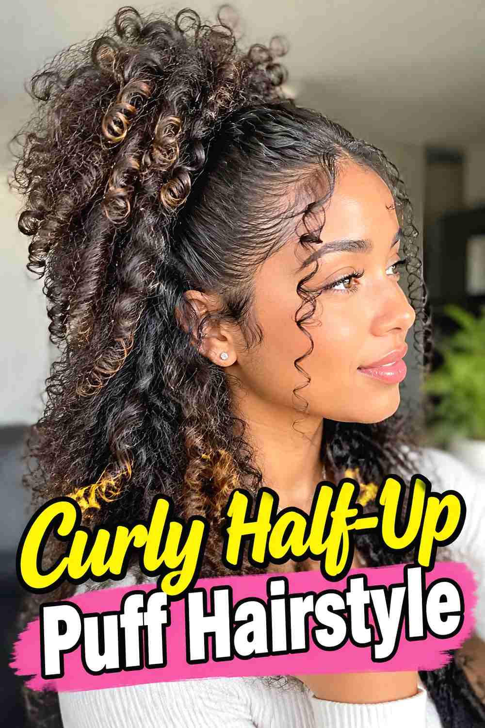 10. Curly Half Up Puff Hairstyle