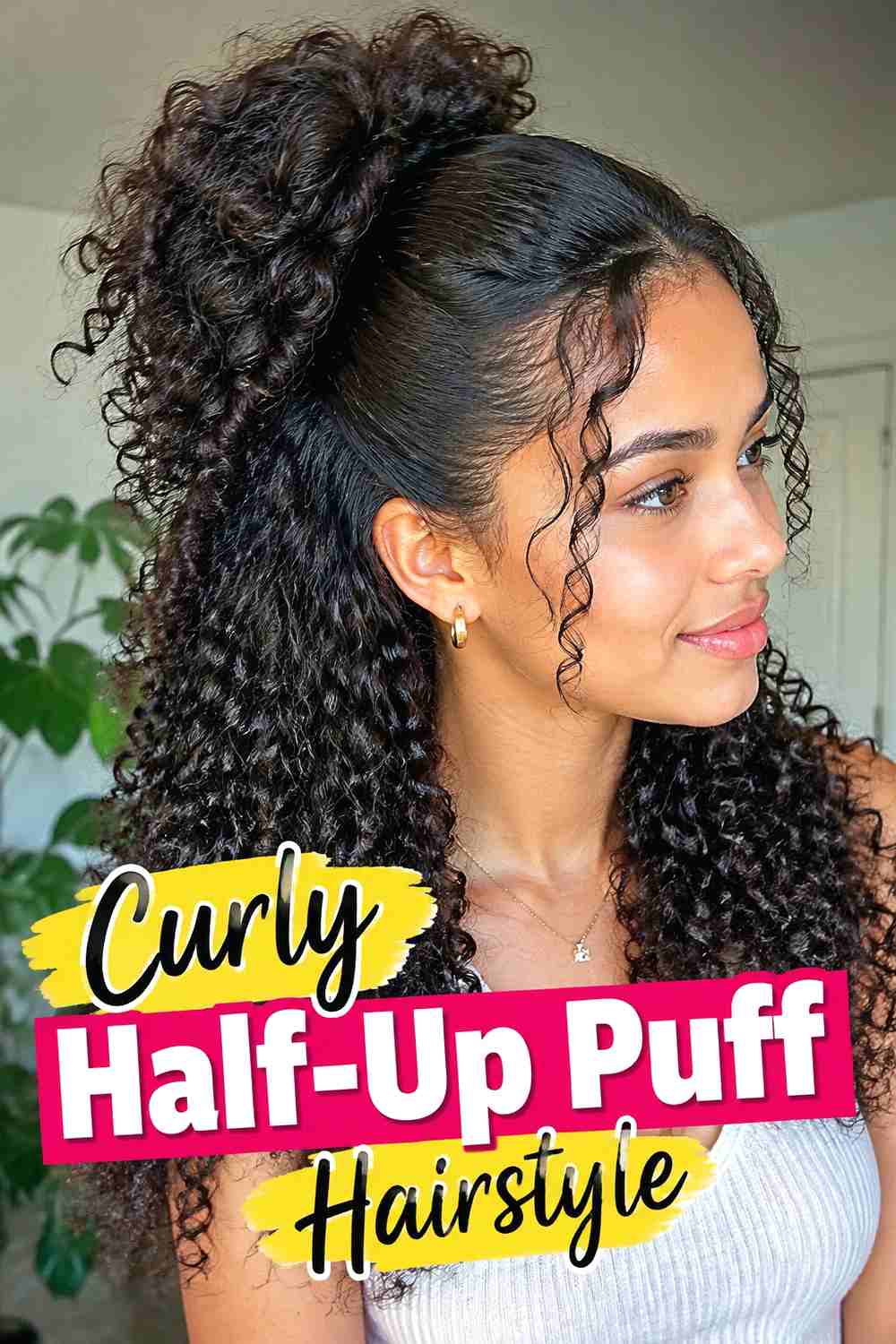 12. Curly Half Up Puff Hairstyle