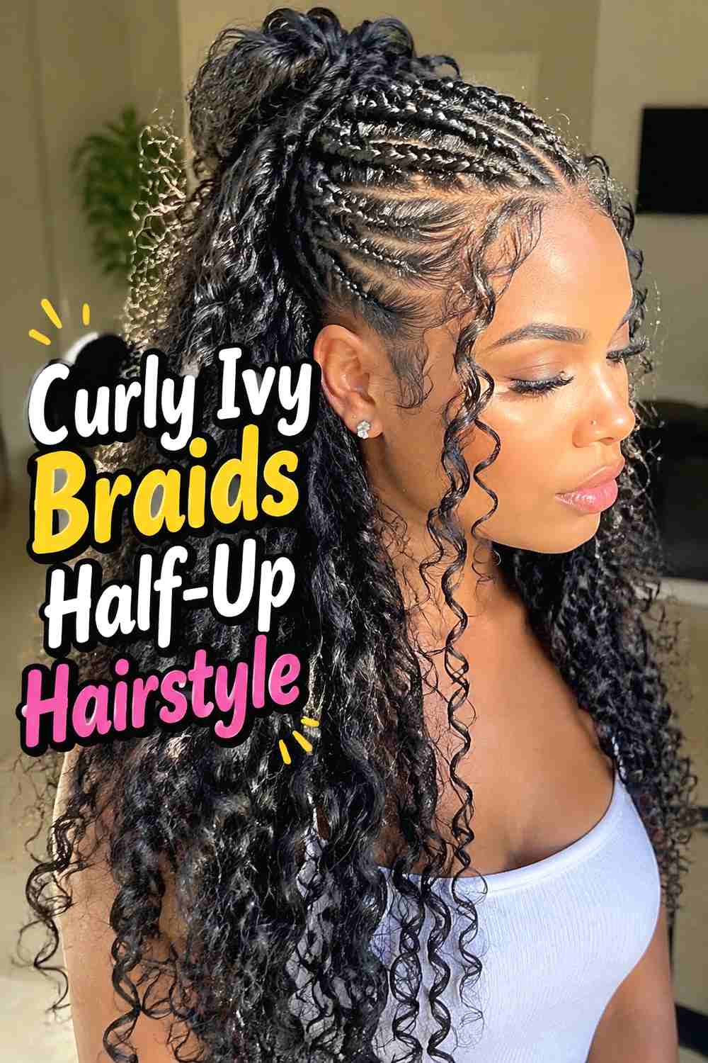 11. Curly Ivy Braids Half Up Hairstyle