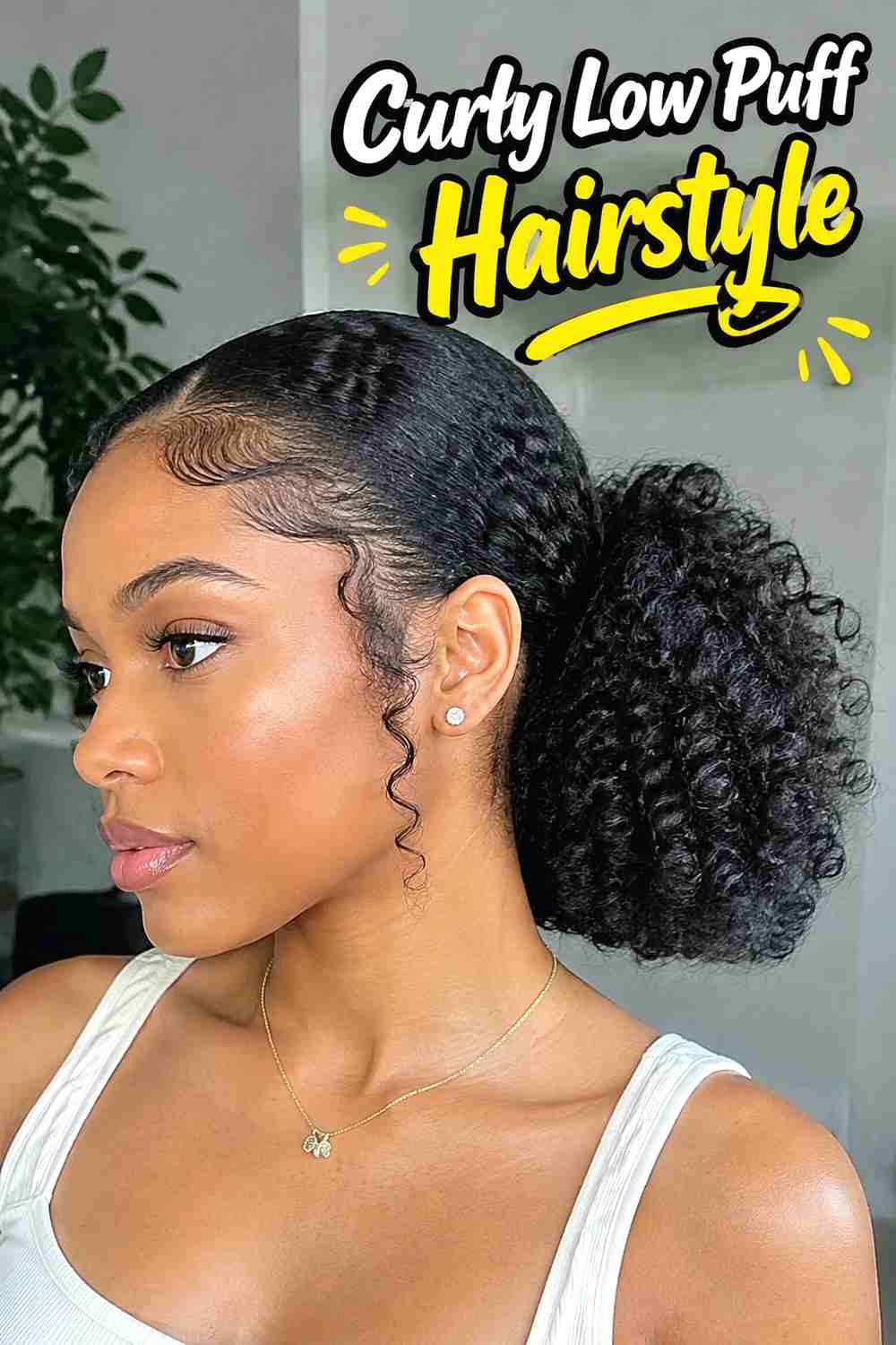 10. Curly Low Puff Hairstyle