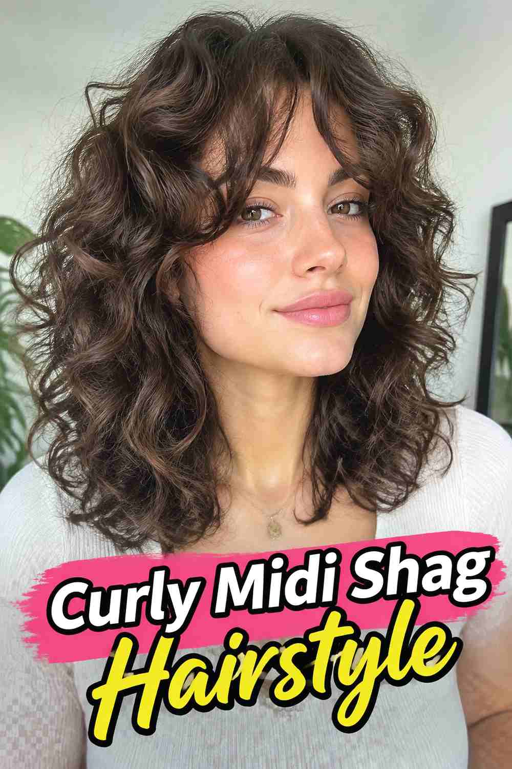 7. Curly Midi Shag Hairstyle
