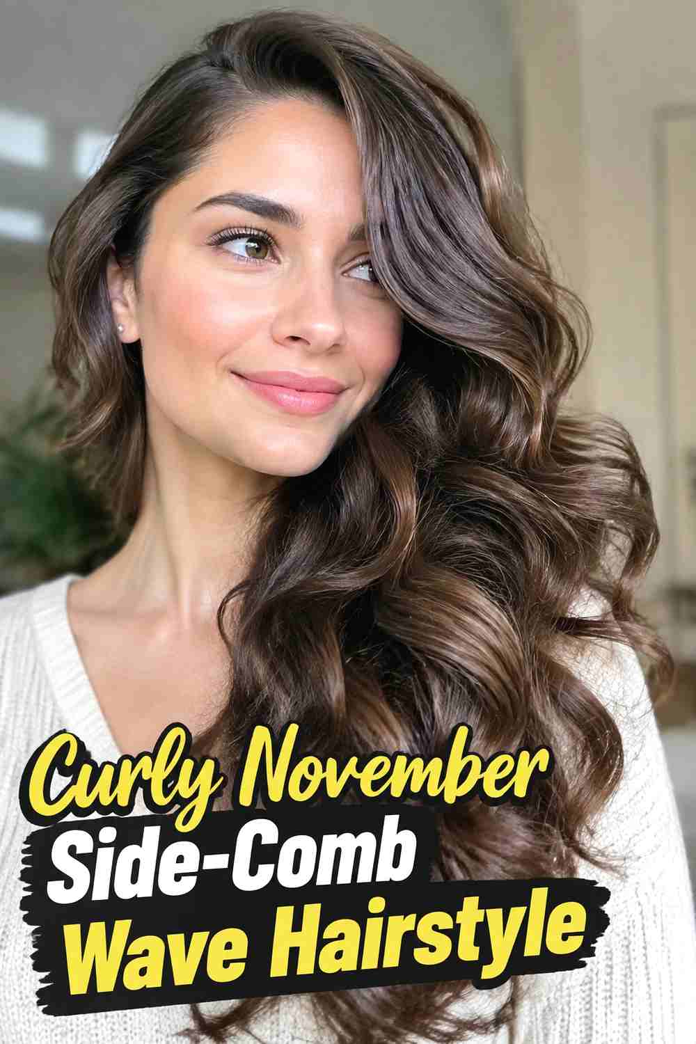 9. Curly November Side Comb Wave Hairstyle