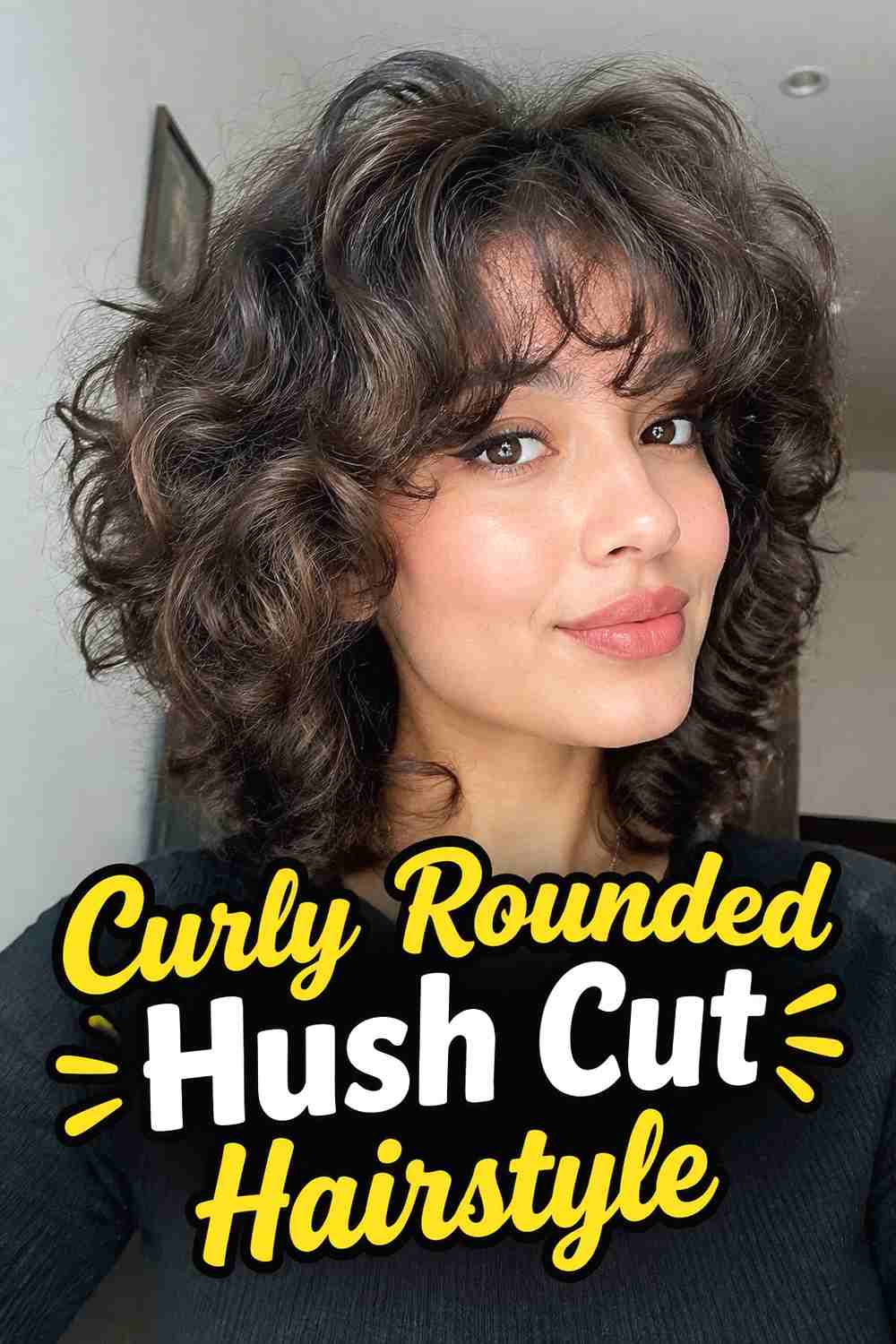 7. Curly Rounded Hush Cut Hairstyle