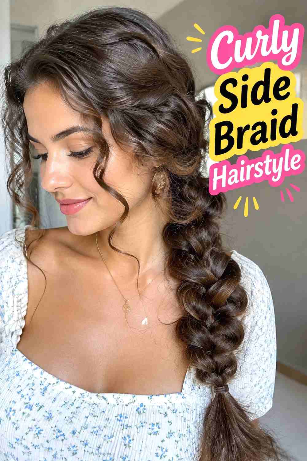8. Curly Side Braid Hairstyle