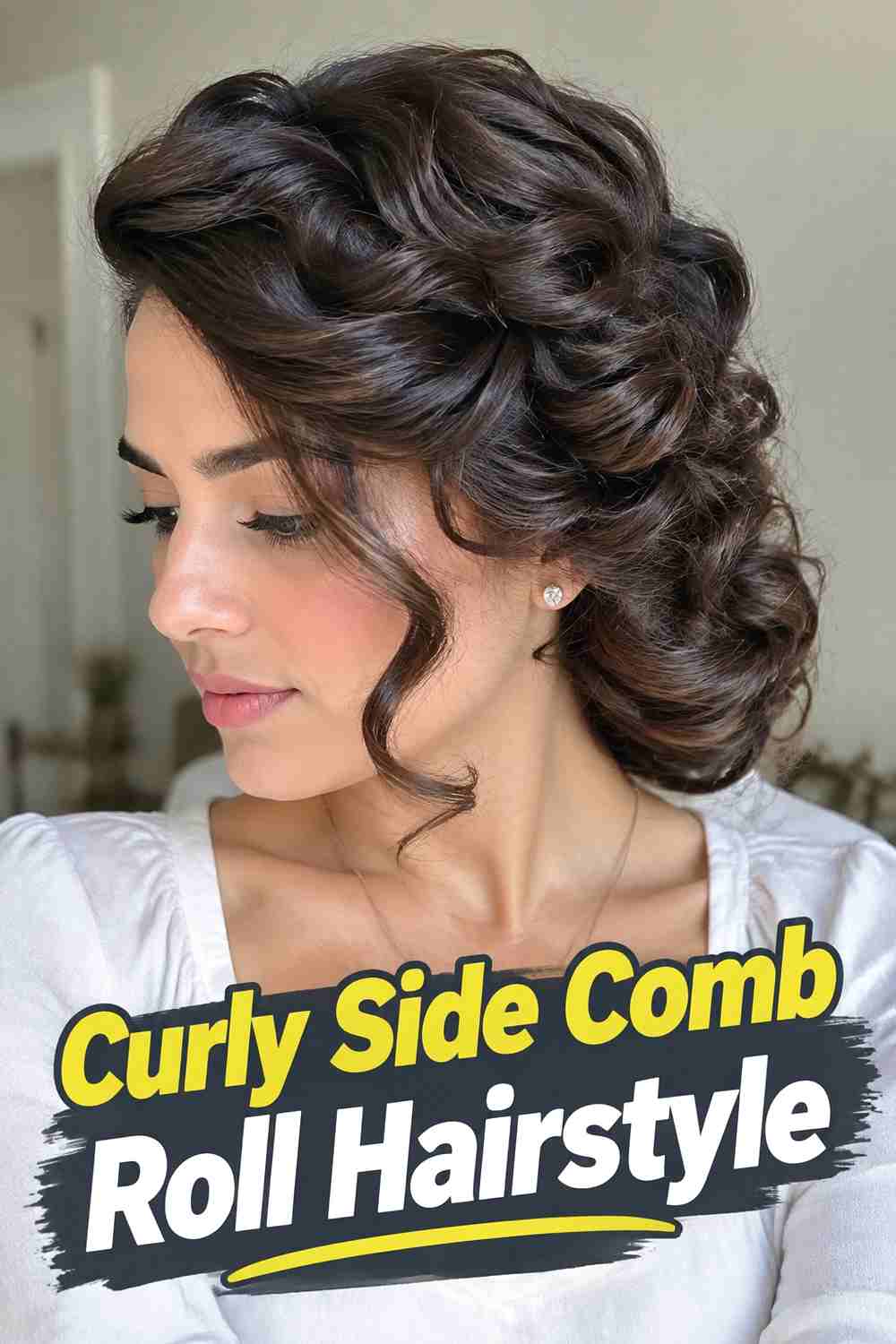 11. Curly Side Comb Roll Hairstyle