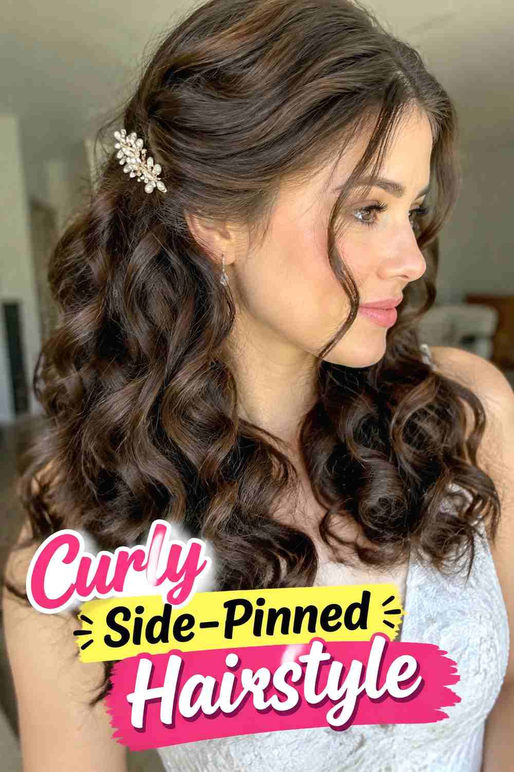 12. Curly Side Pinned Hairstyle