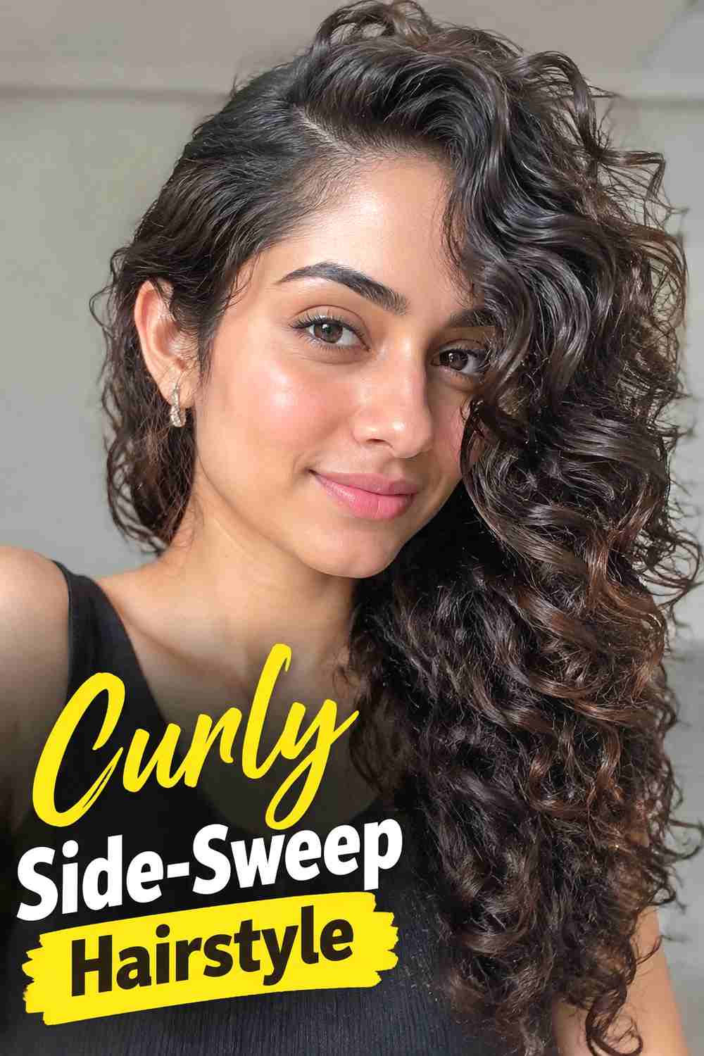 9. Curly Side Sweep Hairstyle