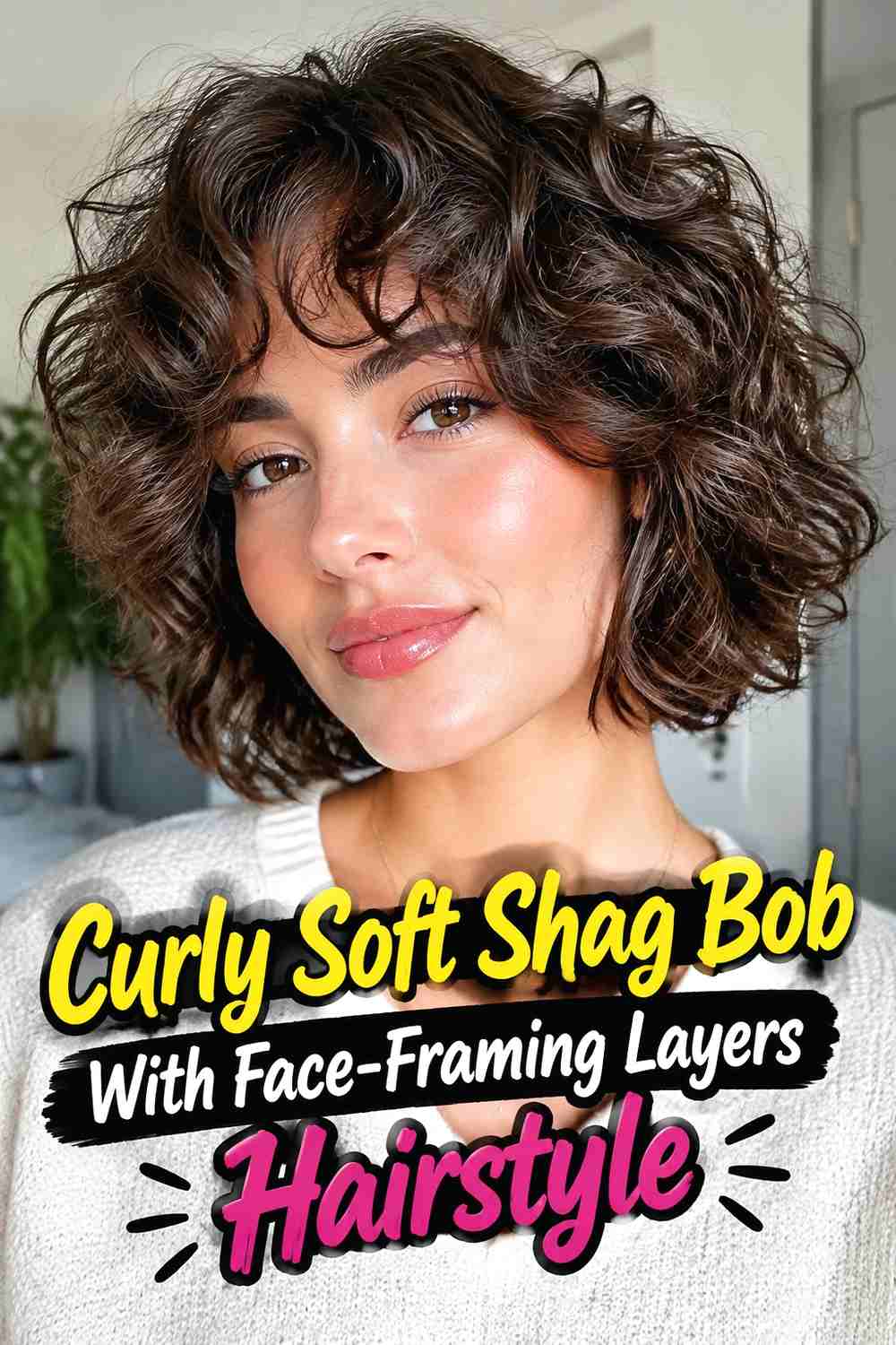 5. Curly Soft Shag Bob With Face Framing Layers Hairstyle