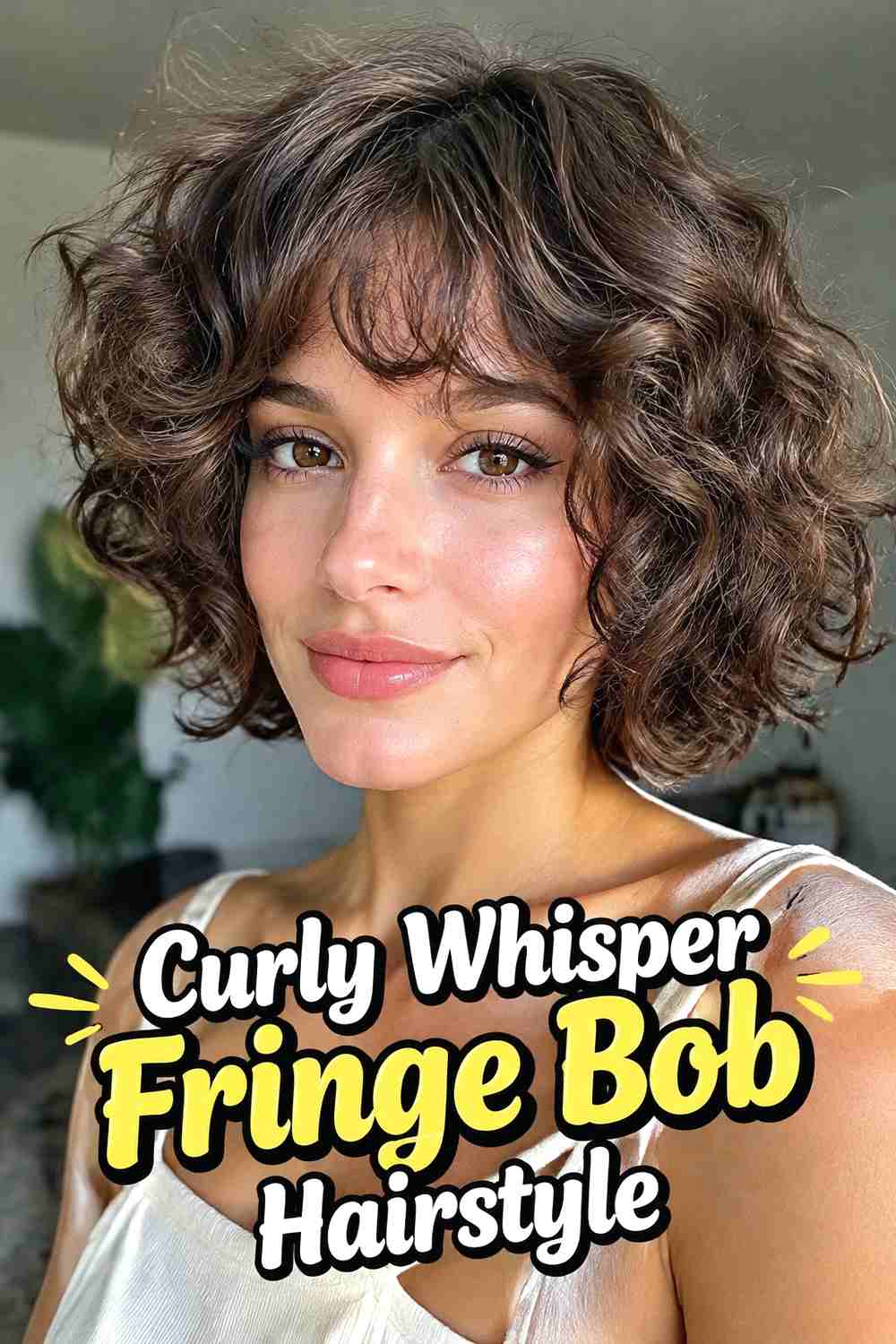 10. Curly Whisper Fringe Bob Hairstyle