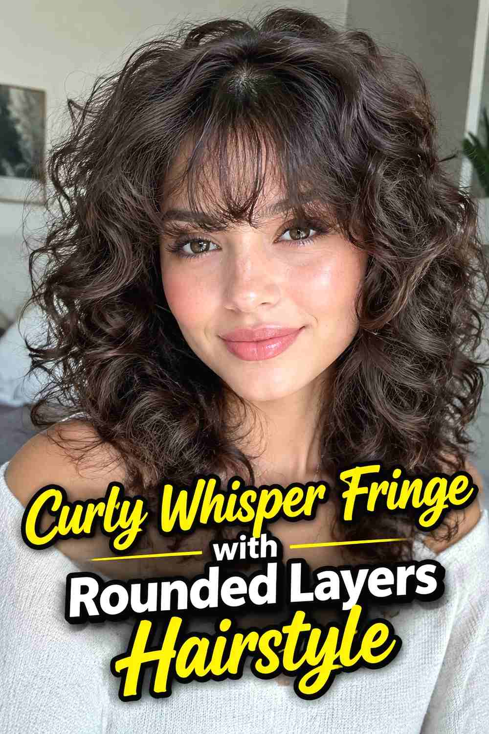 7. Curly Whisper Fringe With Rounded Layers Hairstyle