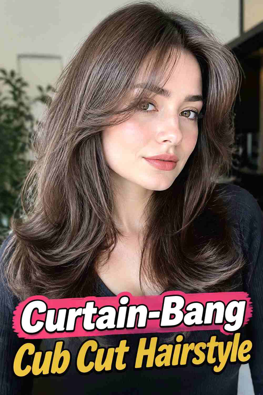 4. Curtain Bang Cub Cut Hairstyle