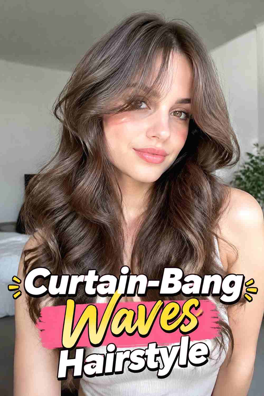 9. Curtain Bang Waves Hairstyle