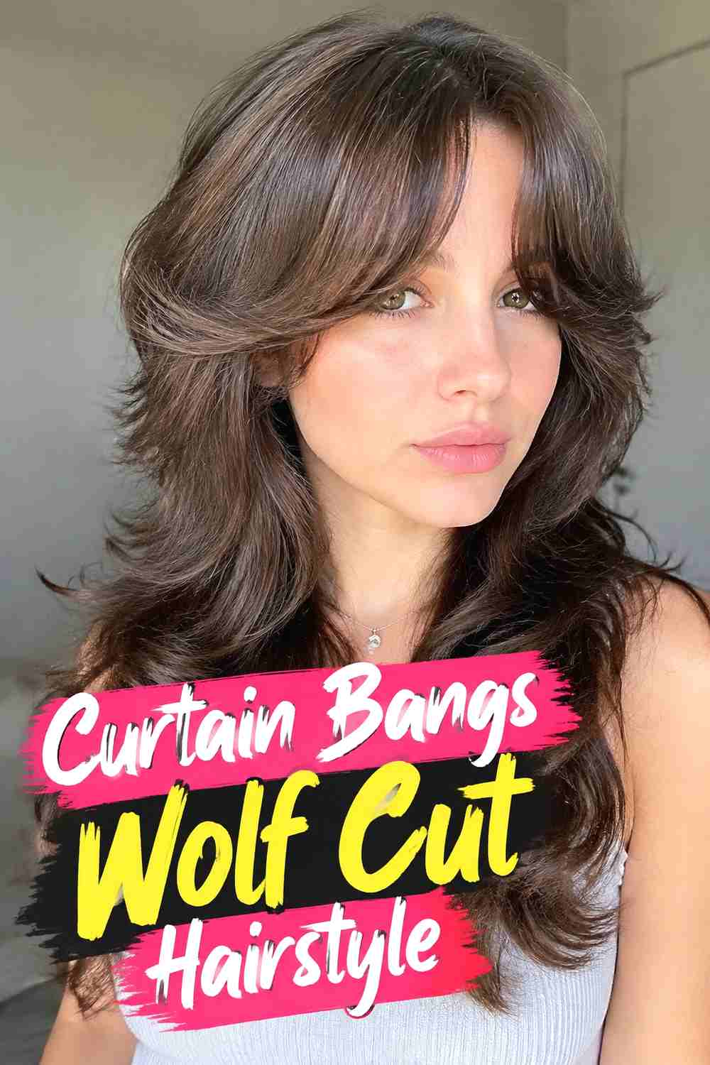 12. Curtain Bangs Wolf Cut Hairstyle