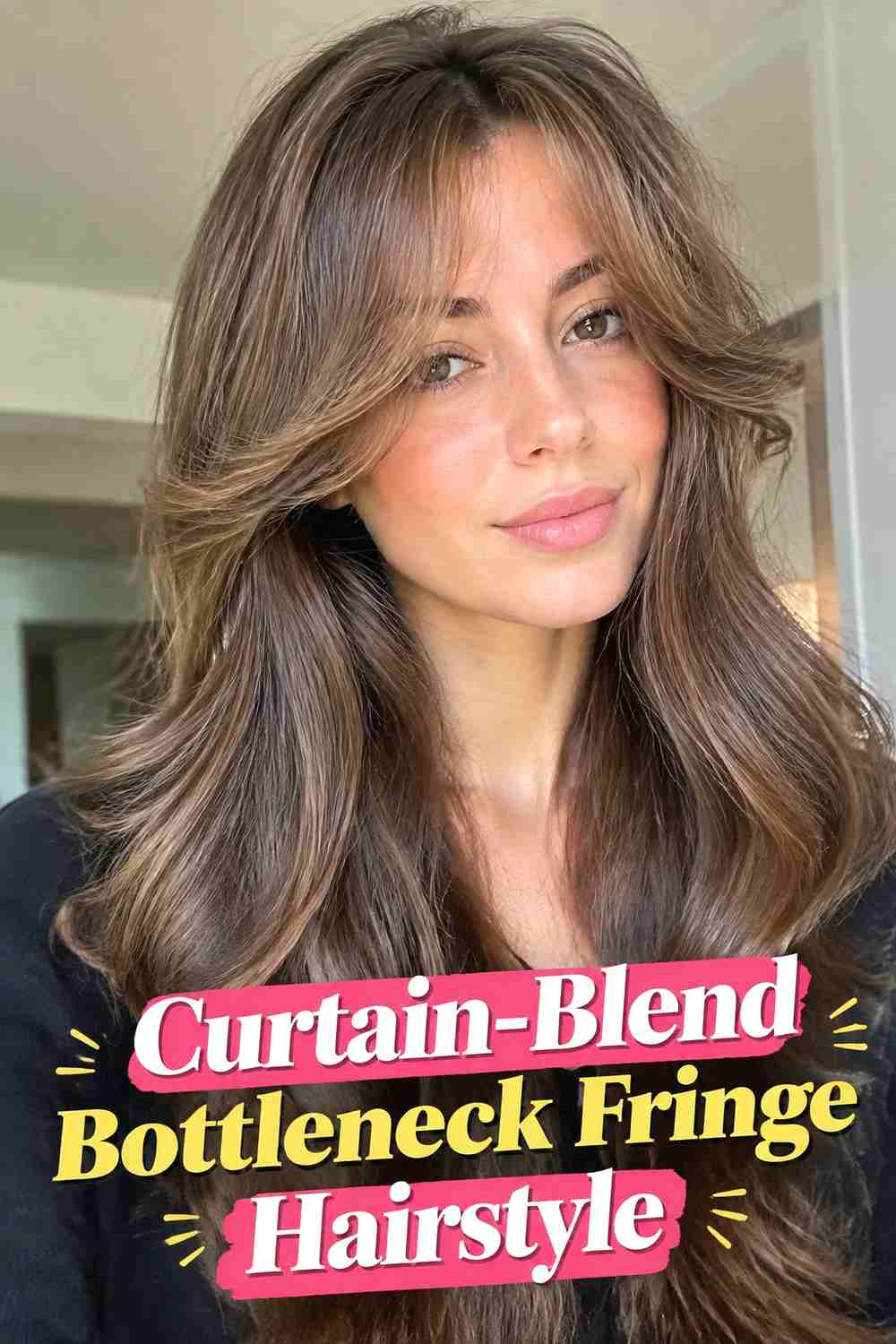 4. Curtain Blend Bottleneck Fringe Hairstyle