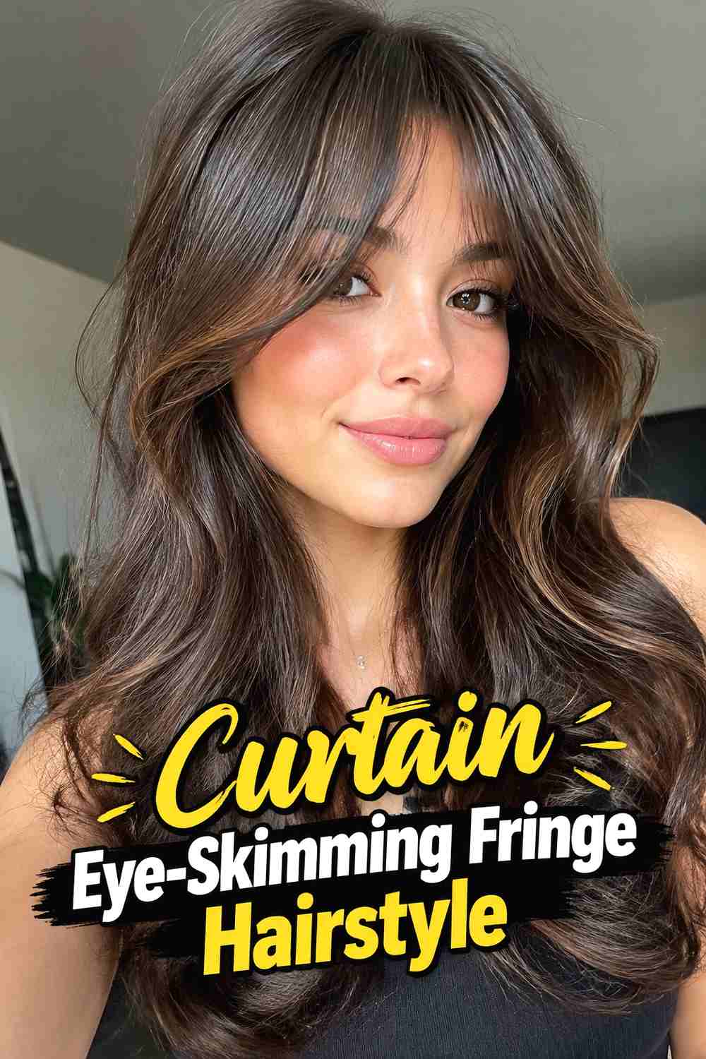 5. Curtain Eye Skimming Fringe Hairstyle