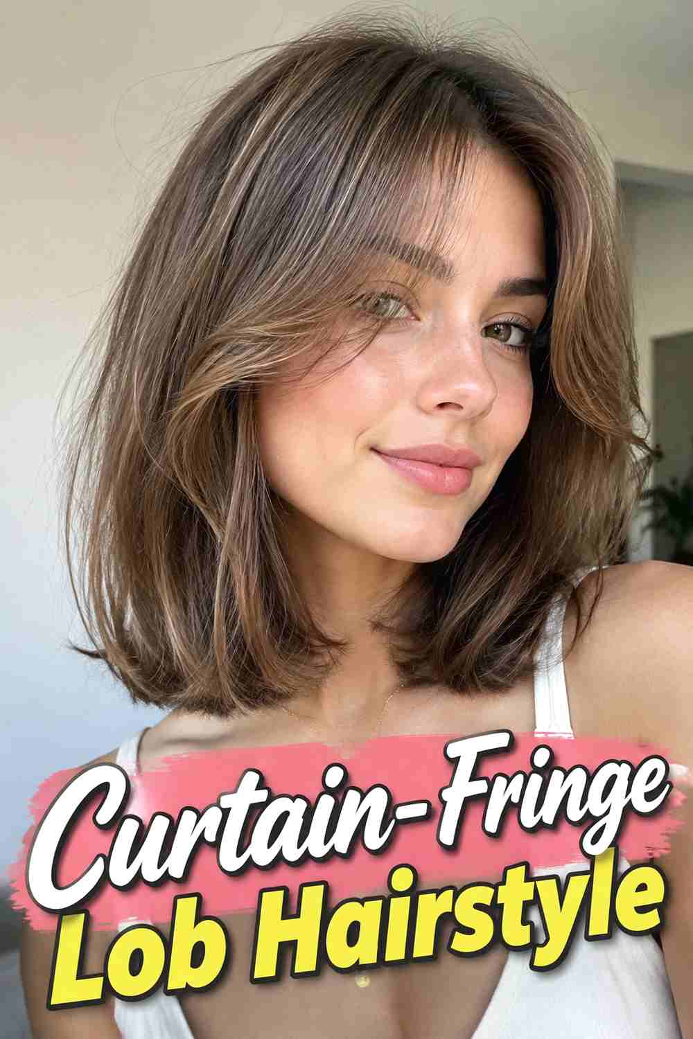 9. Curtain Fringe Lob Hairstyle