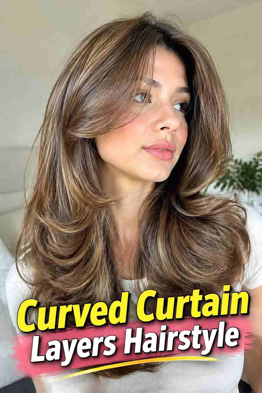 8. Curved Curtain Layers Hairstyle