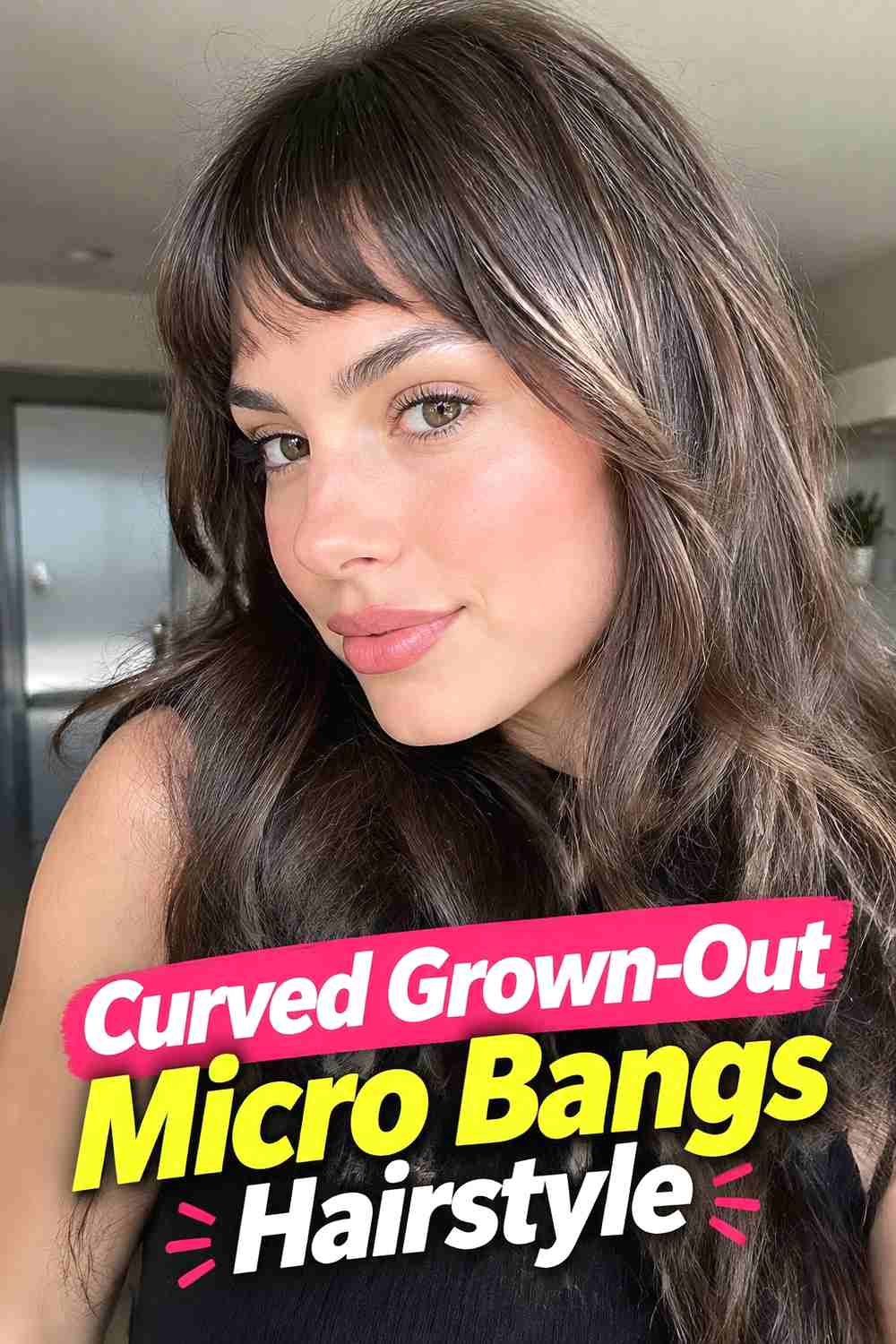 13. Curved Grown Out Micro Bangs Hairstyle