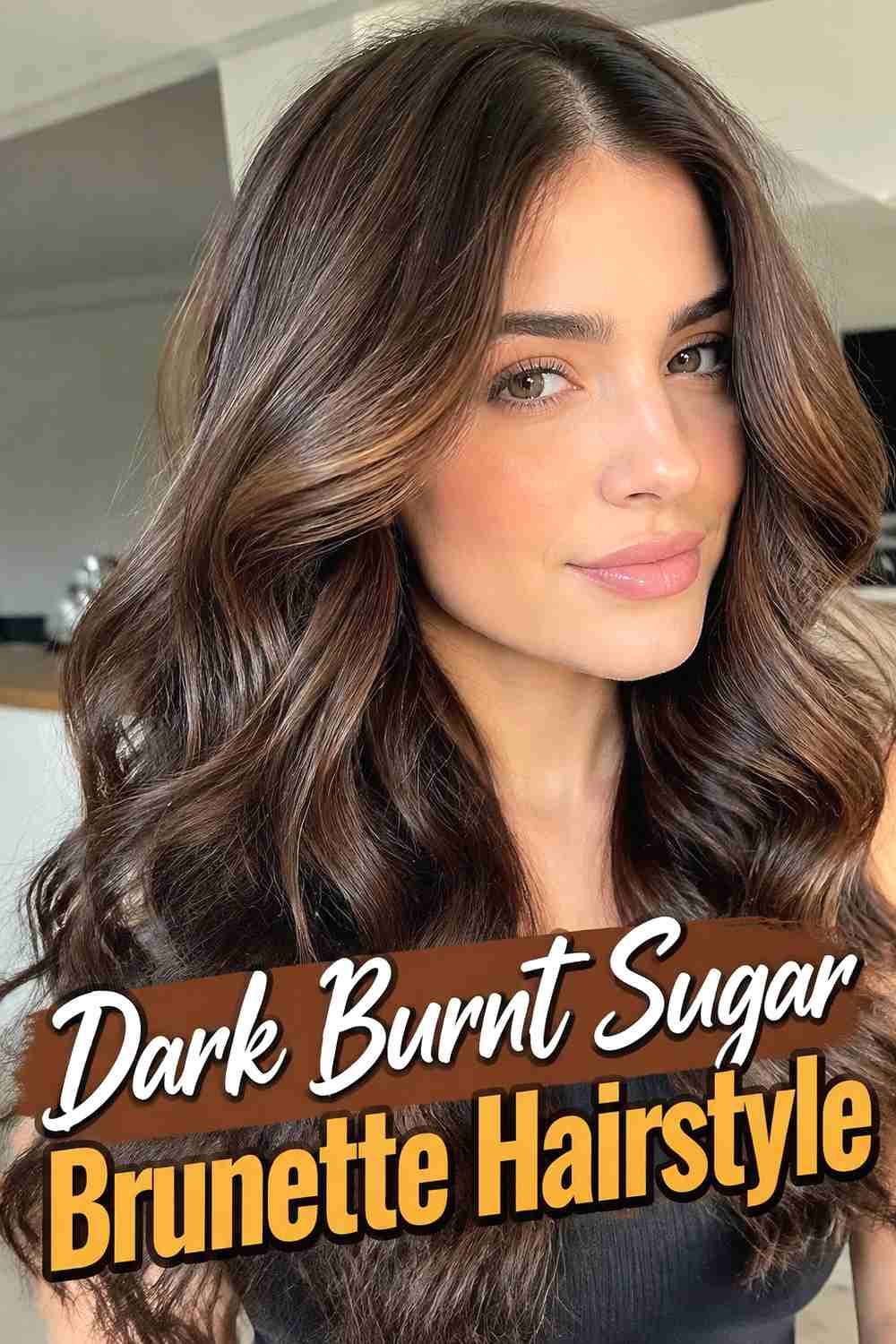 4. Dark Burnt Sugar Brunette Hairstyle