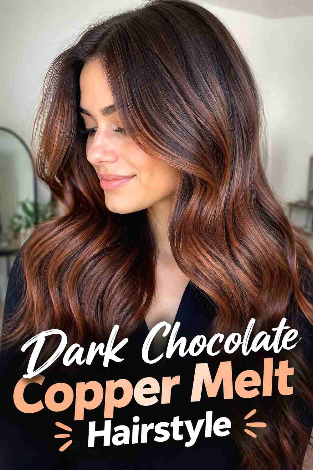2. Dark Chocolate Copper Melt Hairstyle