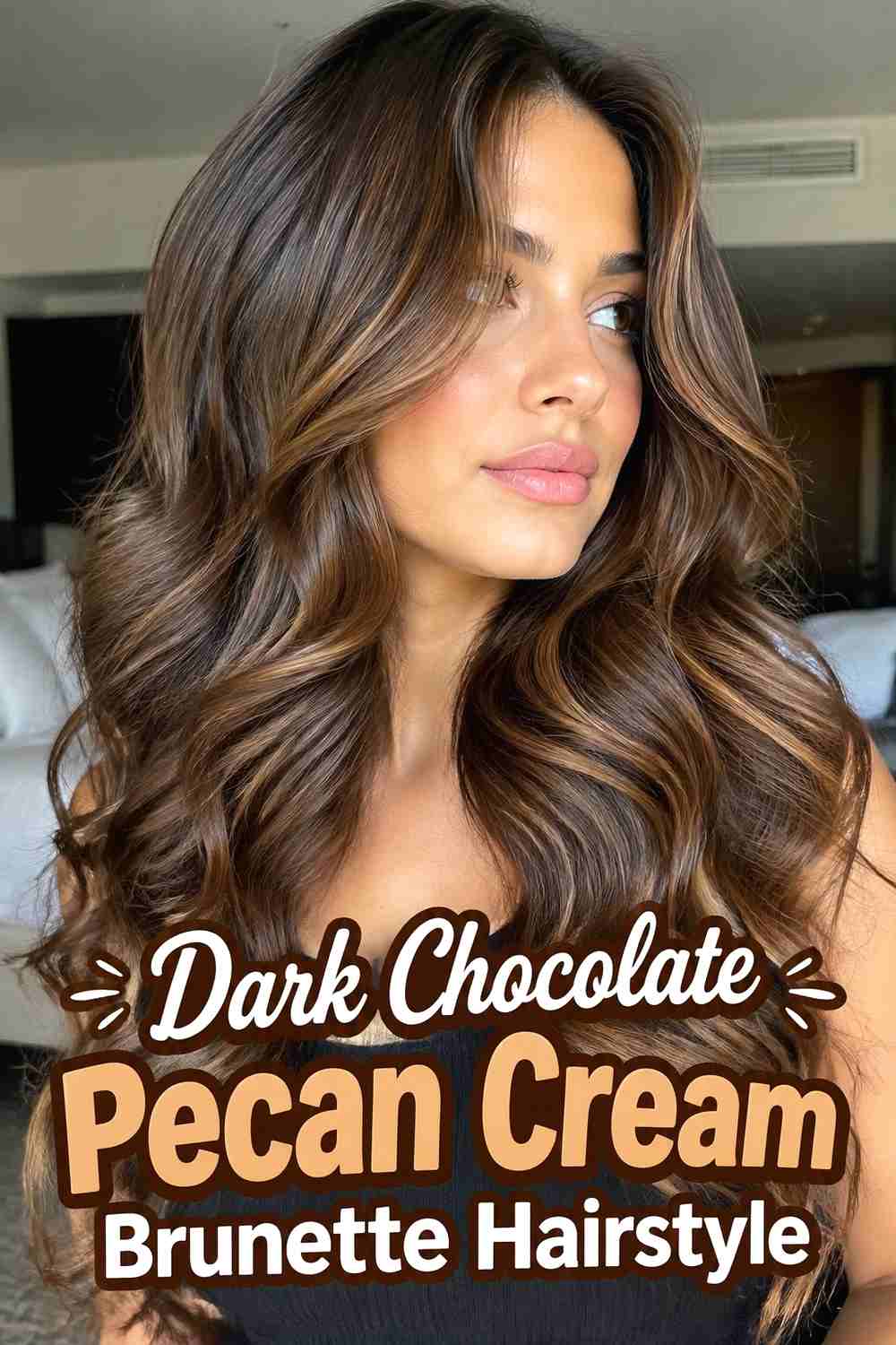 17. Dark Chocolate Pecan Cream Brunette Hairstyle