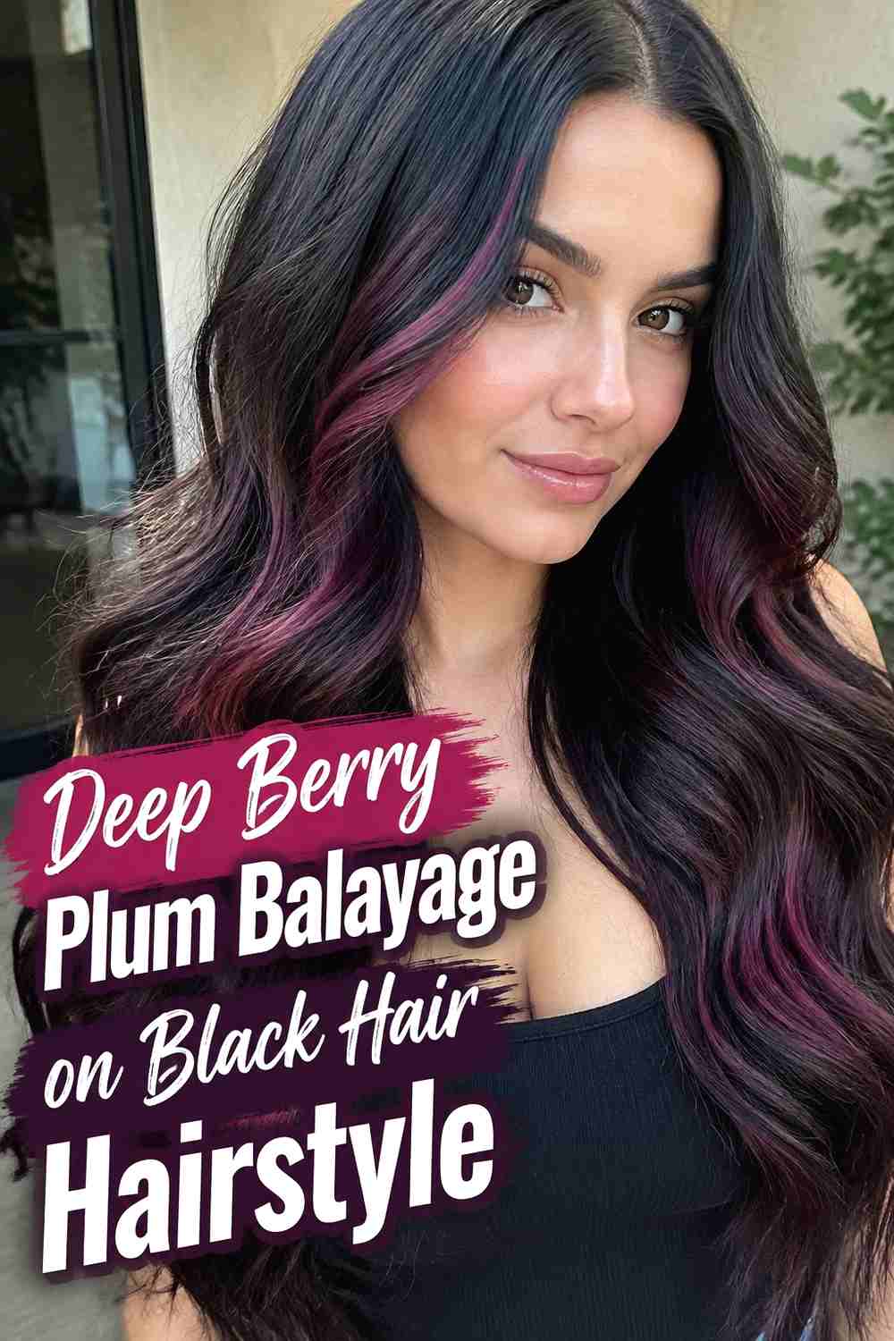 3. Deep Berry Plum Balayage On Black Hair Hairstyle
