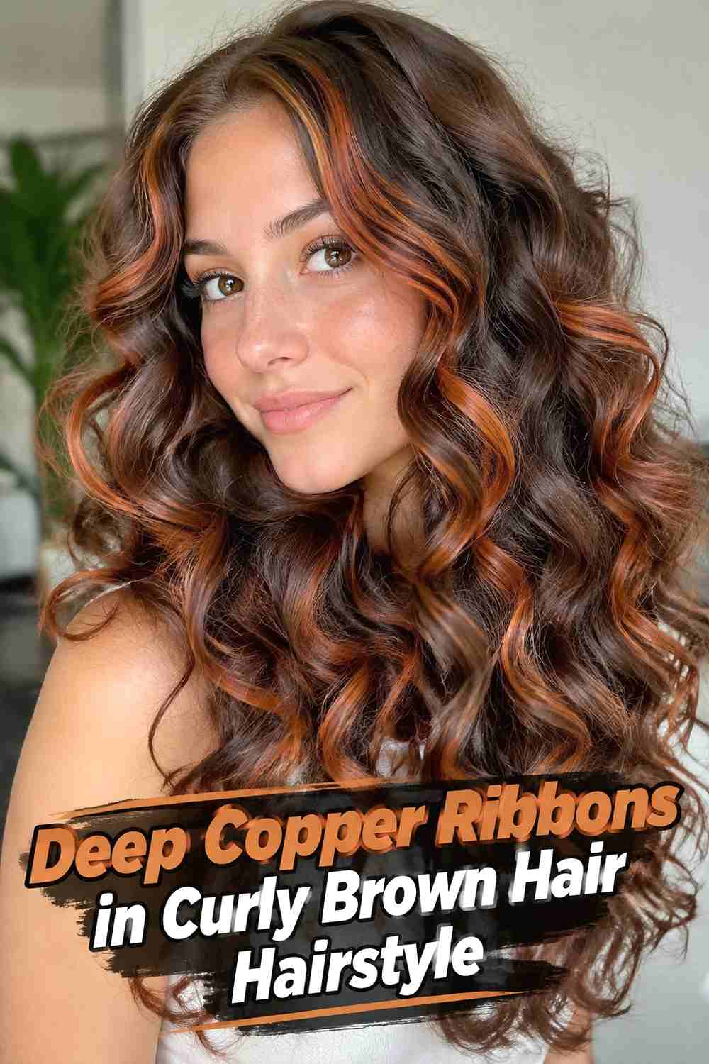 6. Deep Copper Ribbons In Curly Brown Hair Hairstyle