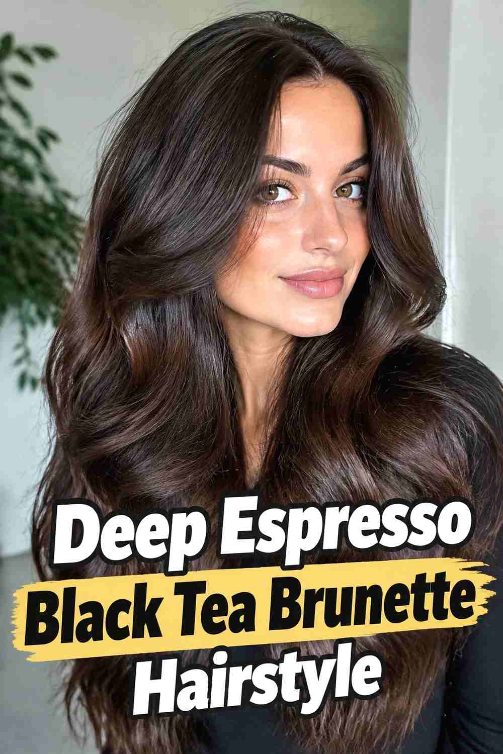 2. Deep Espresso Black Tea Brunette Hairstyle