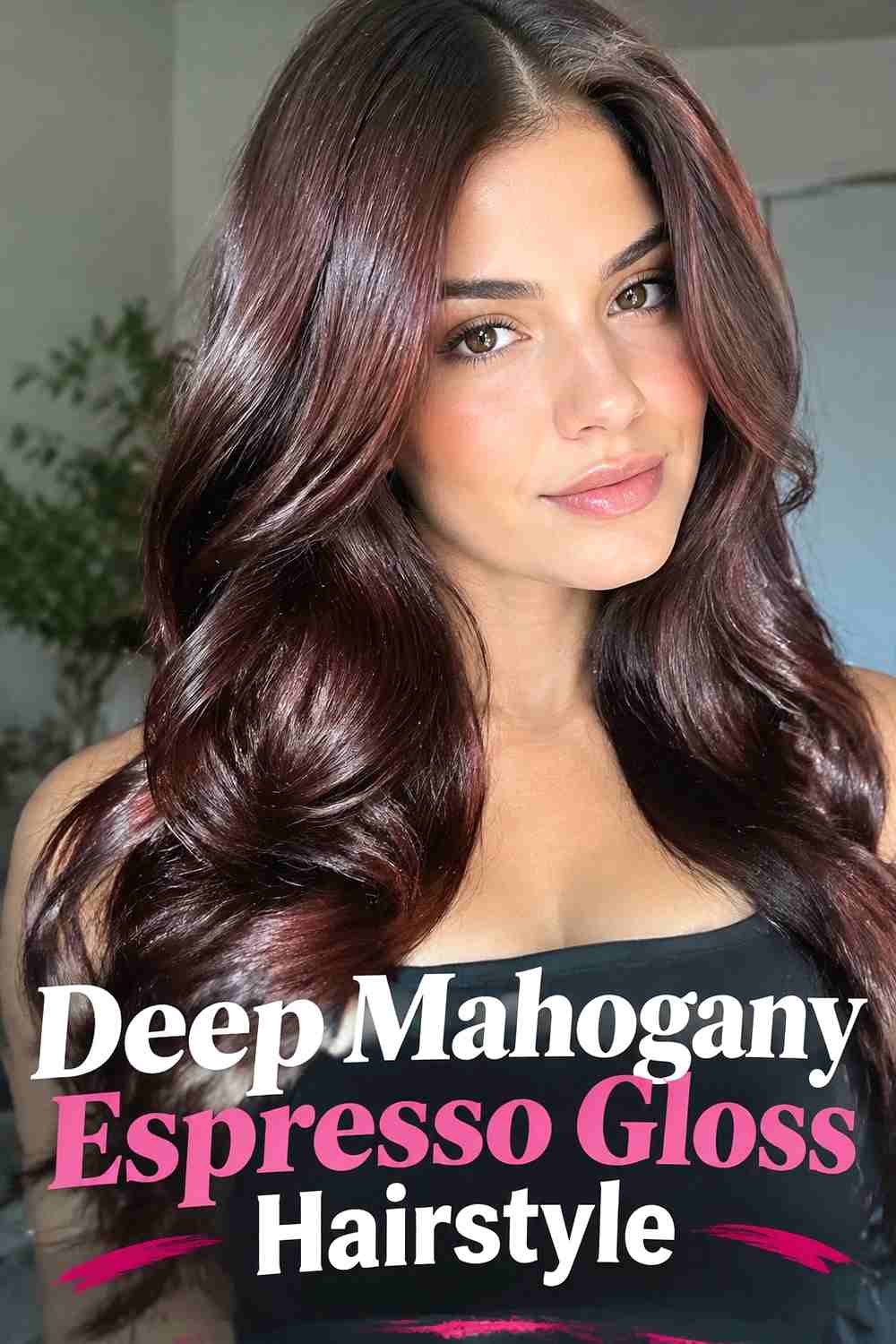 2. Deep Mahogany Espresso Gloss Hairstyle