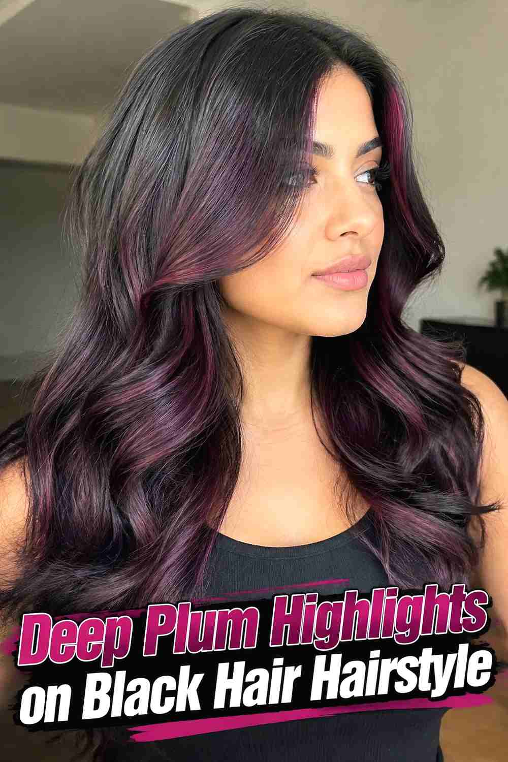 2. Deep Plum Highlights On Black Hair Hairstyle