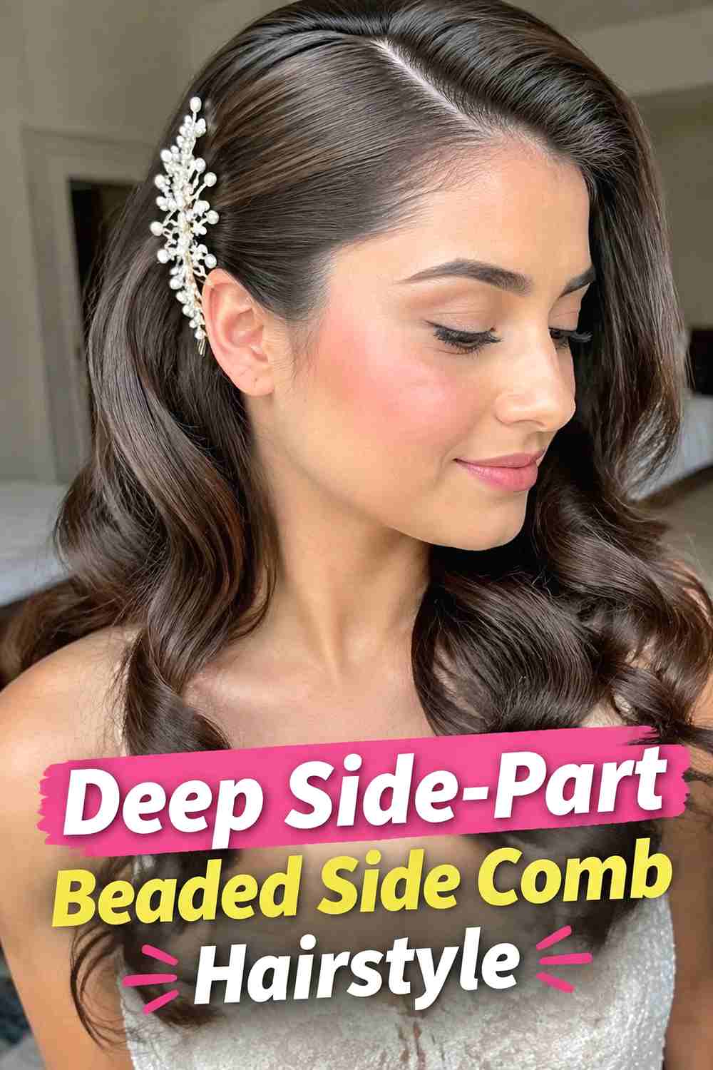 7. Deep Side Part Beaded Side Comb Hairstyle