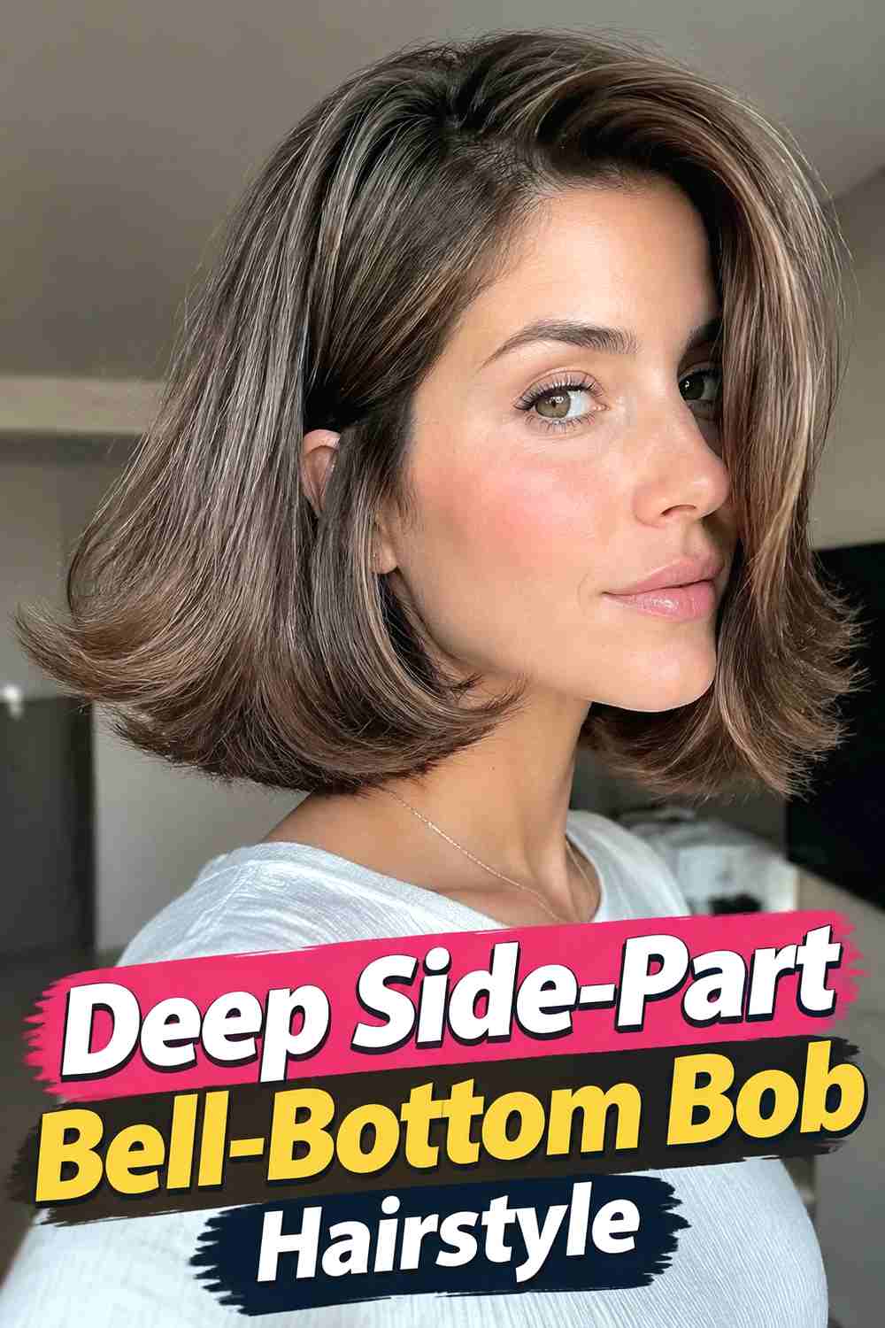 3. Deep Side Part Bell Bottom Bob Hairstyle