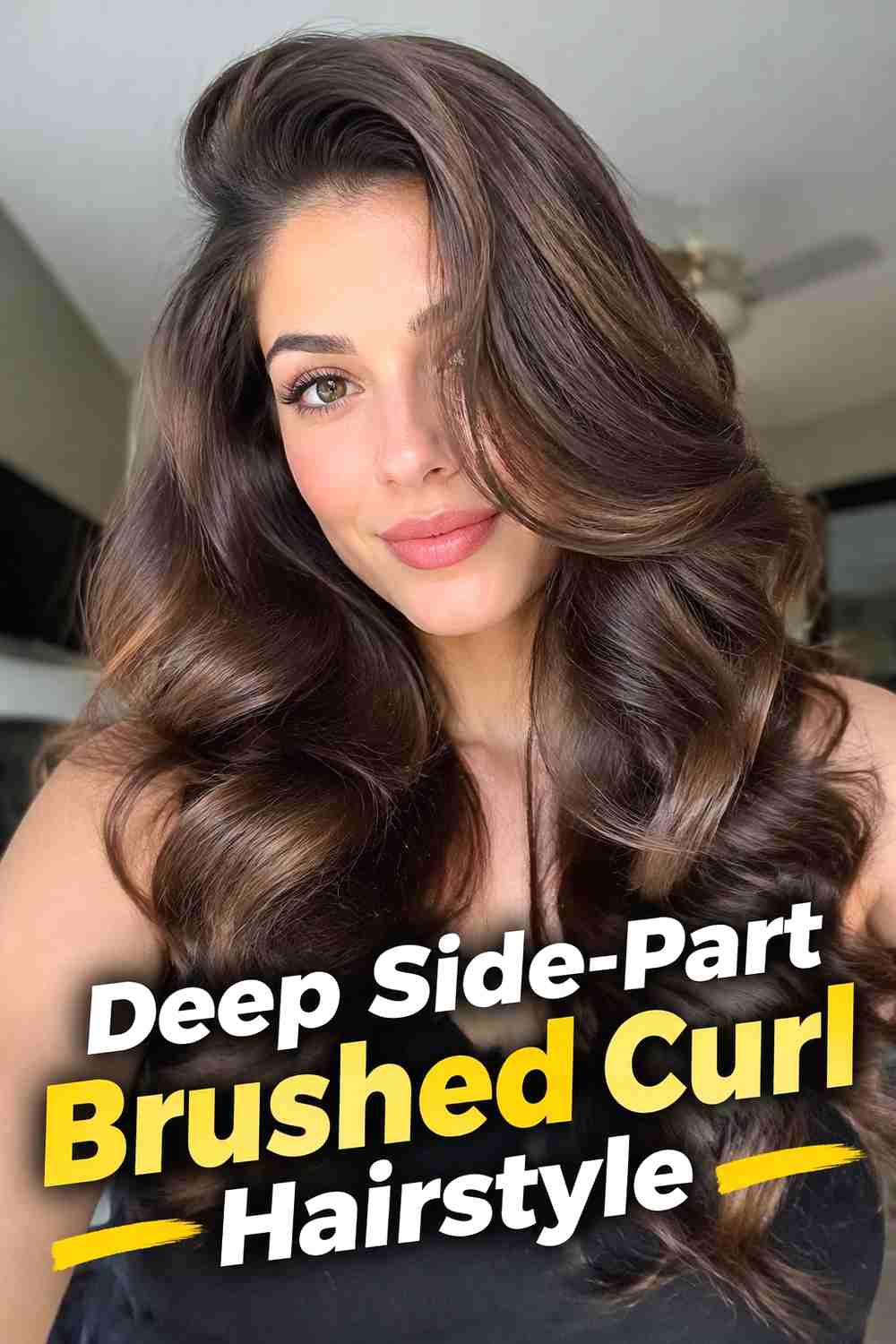 2. Deep Side Part Brushed Curl Hairstyle