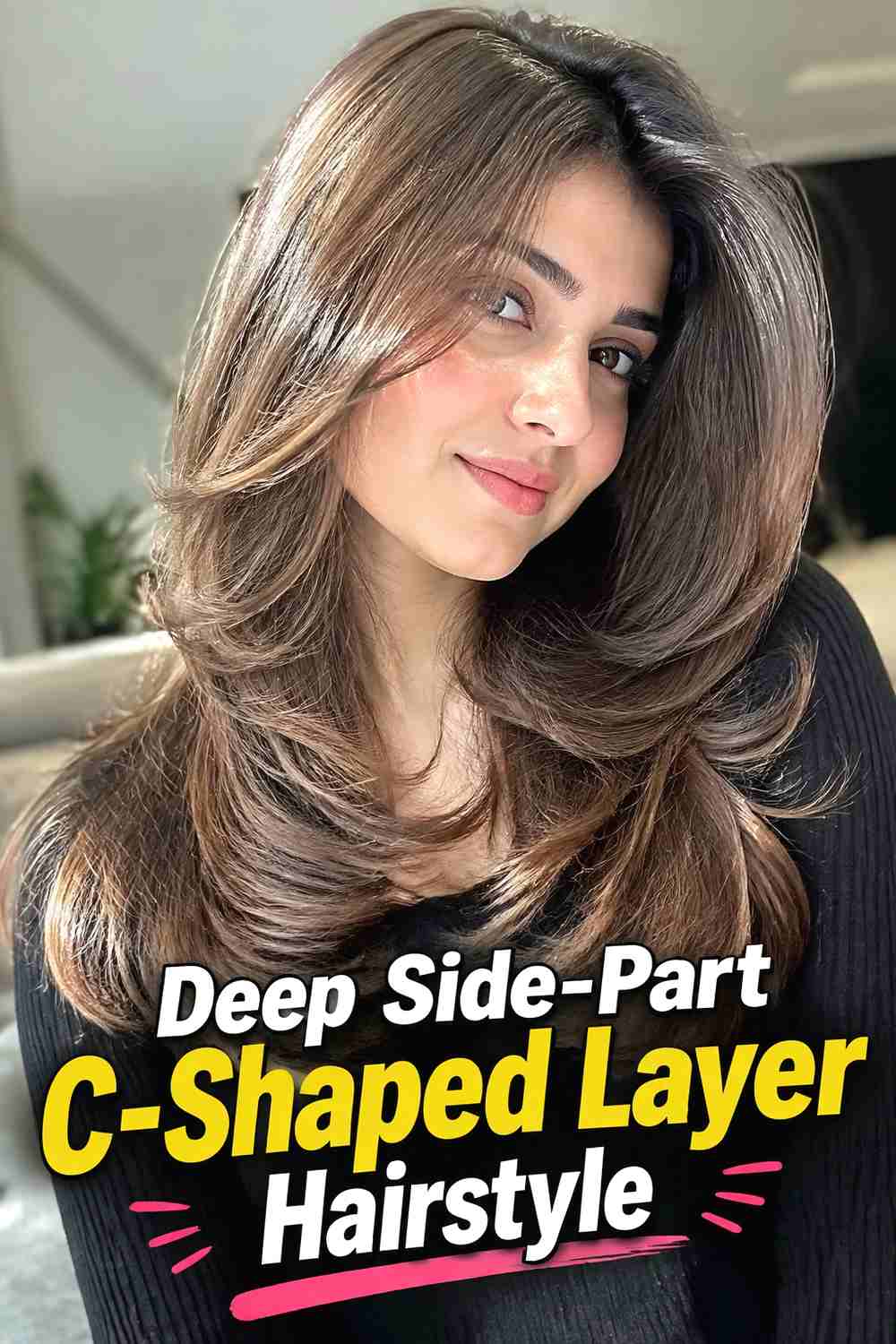 7. Deep Side Part C Shaped Layer Hairstyle