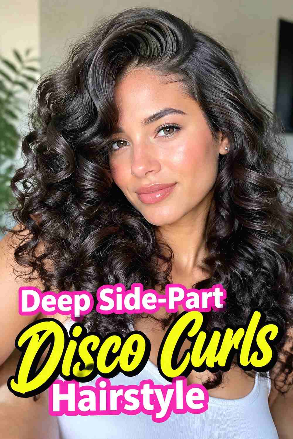 2. Deep Side Part Disco Curls Hairstyle