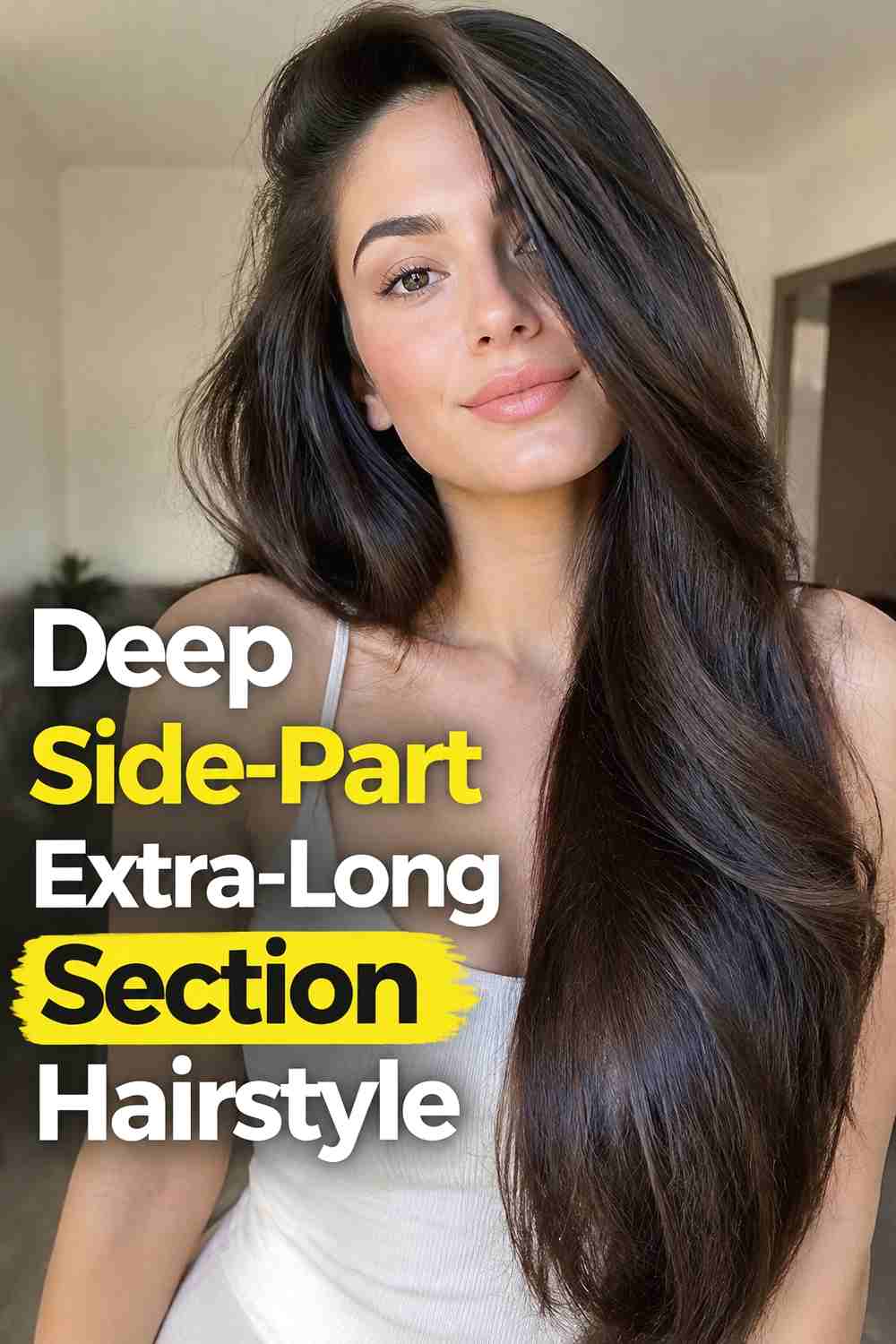 5. Deep Side Part Extra Long Section Hairstyle