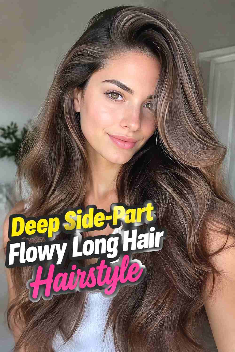 3. Deep Side Part Flowy Long Hair Hairstyle