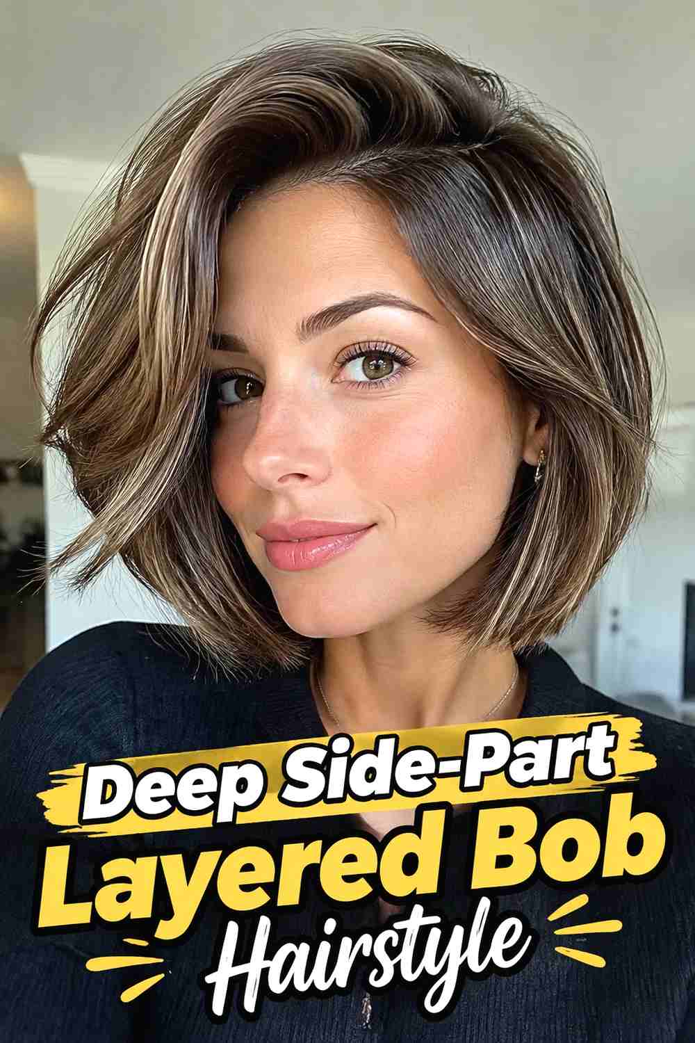 4. Deep Side Part Layered Bob Hairstyle