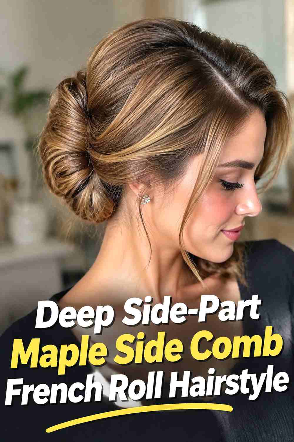 4. Deep Side Part Maple Side Comb French Roll Hairstyle