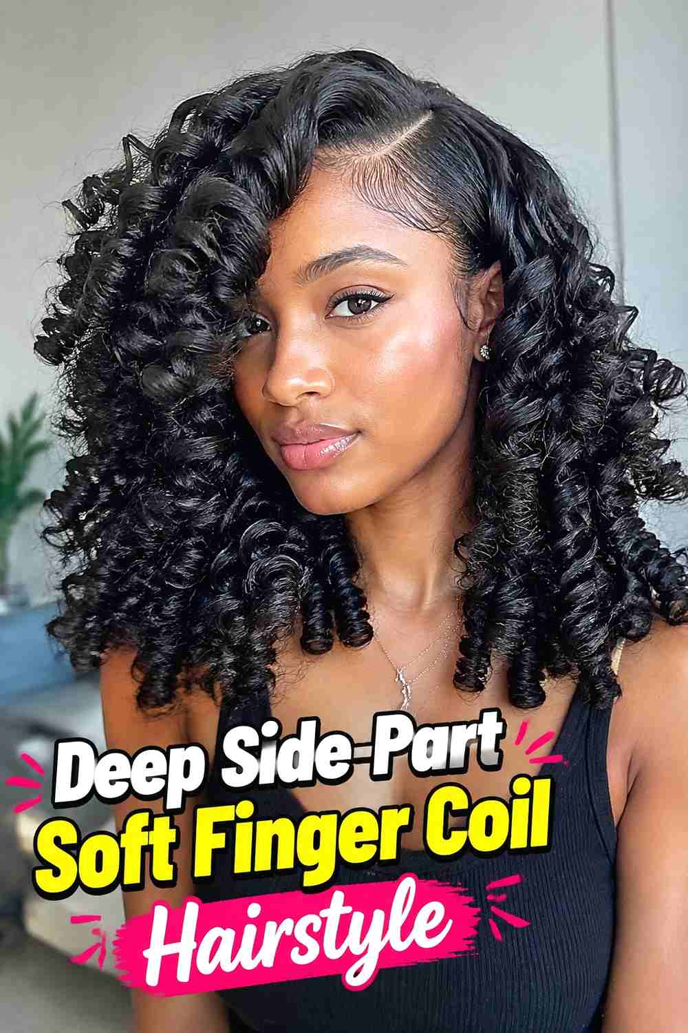2. Deep Side Part Soft Finger Coil Hairstyle